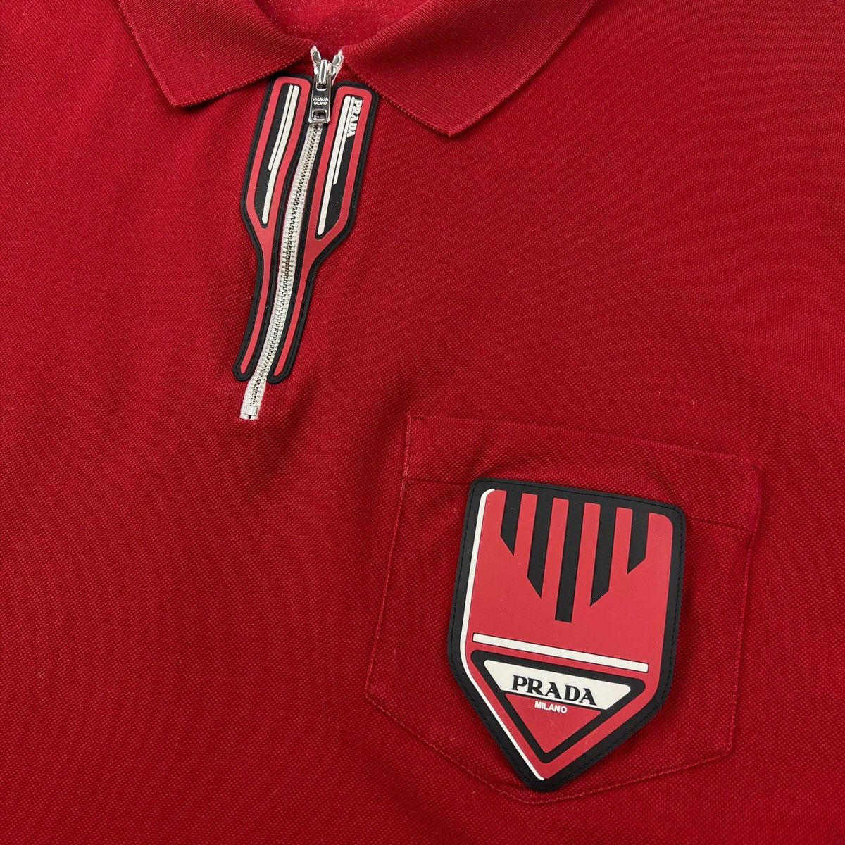 Prada Prada Rubber Logo Red Polo Shirt Size US M / EU 48-50 / 2 - 3 Thumbnail
