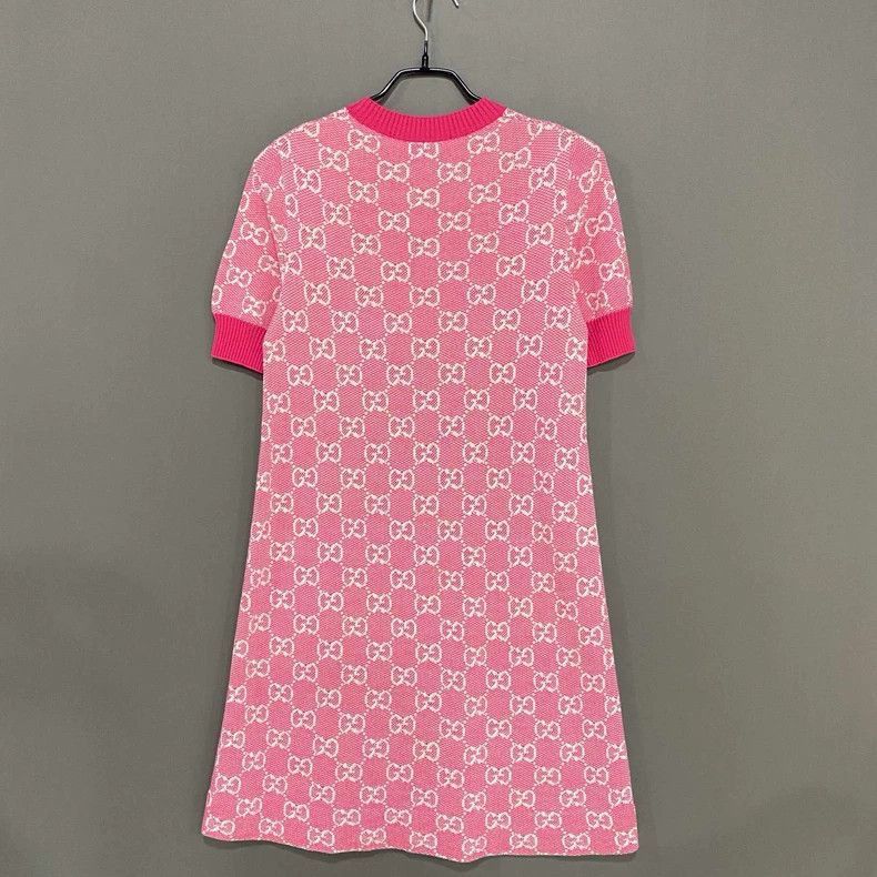 Gucci Pink Logo Print Dress by Gucci-2505 Size XS / US 0-2 / IT 36-38 - 3 Thumbnail