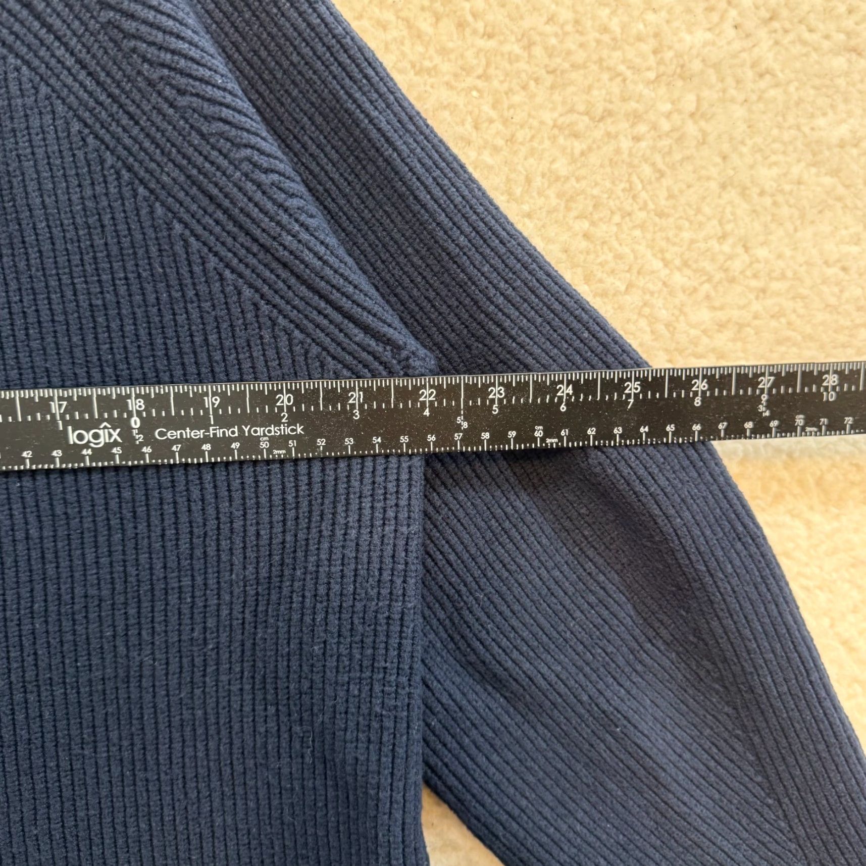 Zara Zara Mock Neck Sweater Large Navy Black Rib Knit Side Slit Balloon Sleeve Modern Women L Blue Pullover Knit Apparel Size L / US 10 / IT 46 - 6 Thumbnail