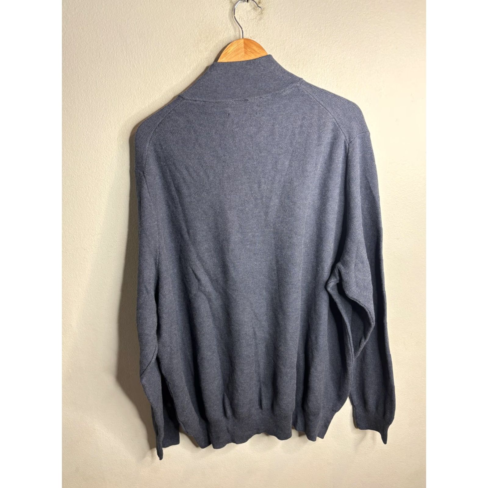 Polo Ralph Lauren Polo Ralph Lauren Sweater Mens Big 4XB Blue 1/4 Zip Mock Neck Pony pullover Knit Cotton Size US XXL / EU 58 / 5 - 5 Thumbnail