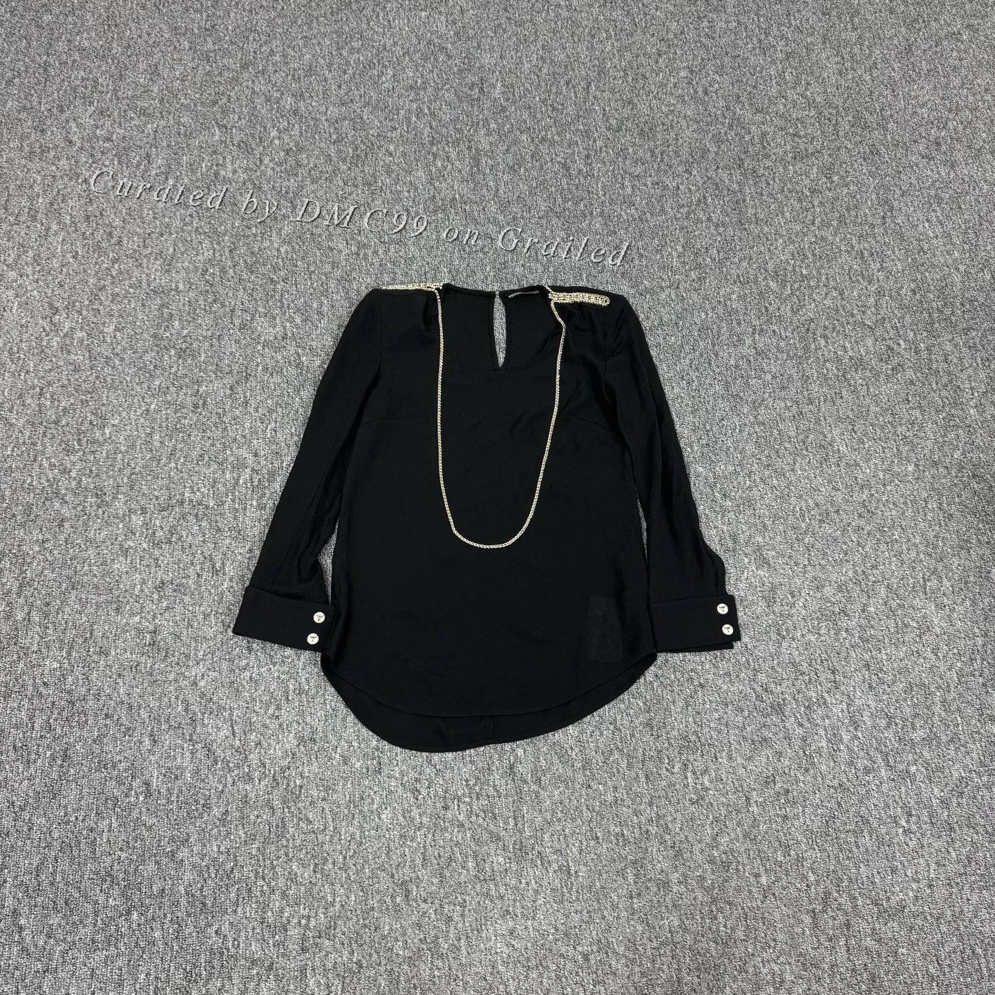 Balmain Balmain Silk Long-Sleeve Top w/ Chain Rhinestones Size XS / US 0-2 / IT 36-38 - 1 Thumbnail