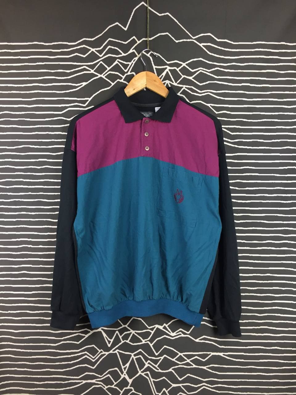 image of VTG 90's Members Only Color Blocking Jumper Longsleeve Tee, Men's (Size Medium)