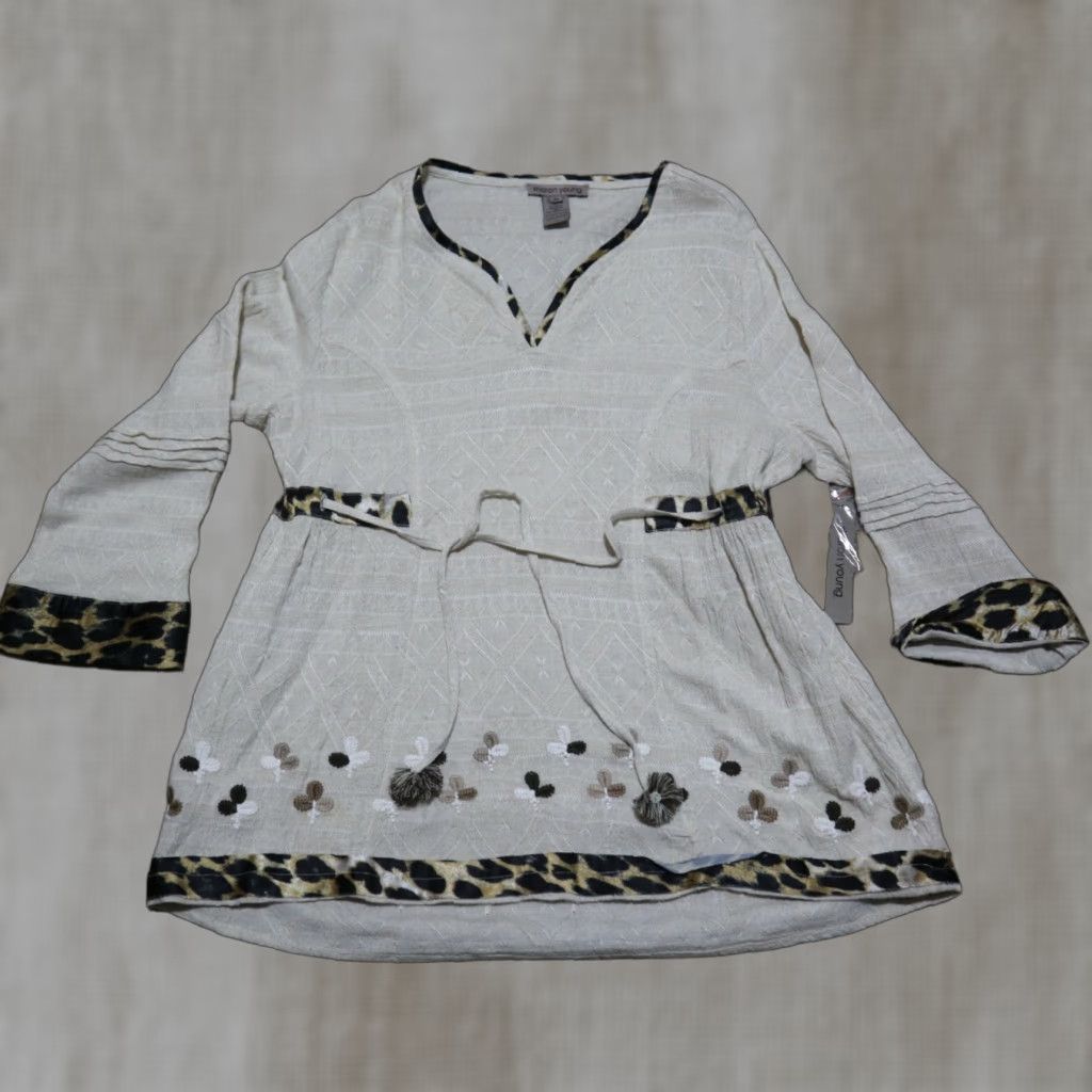 Vintage VINTAGE Sharon Young Tan Floral Tiger Leopard Print Long Sleeve Shirt Size Medium Size M / US 6-8 / IT 42-44 - 1 Thumbnail