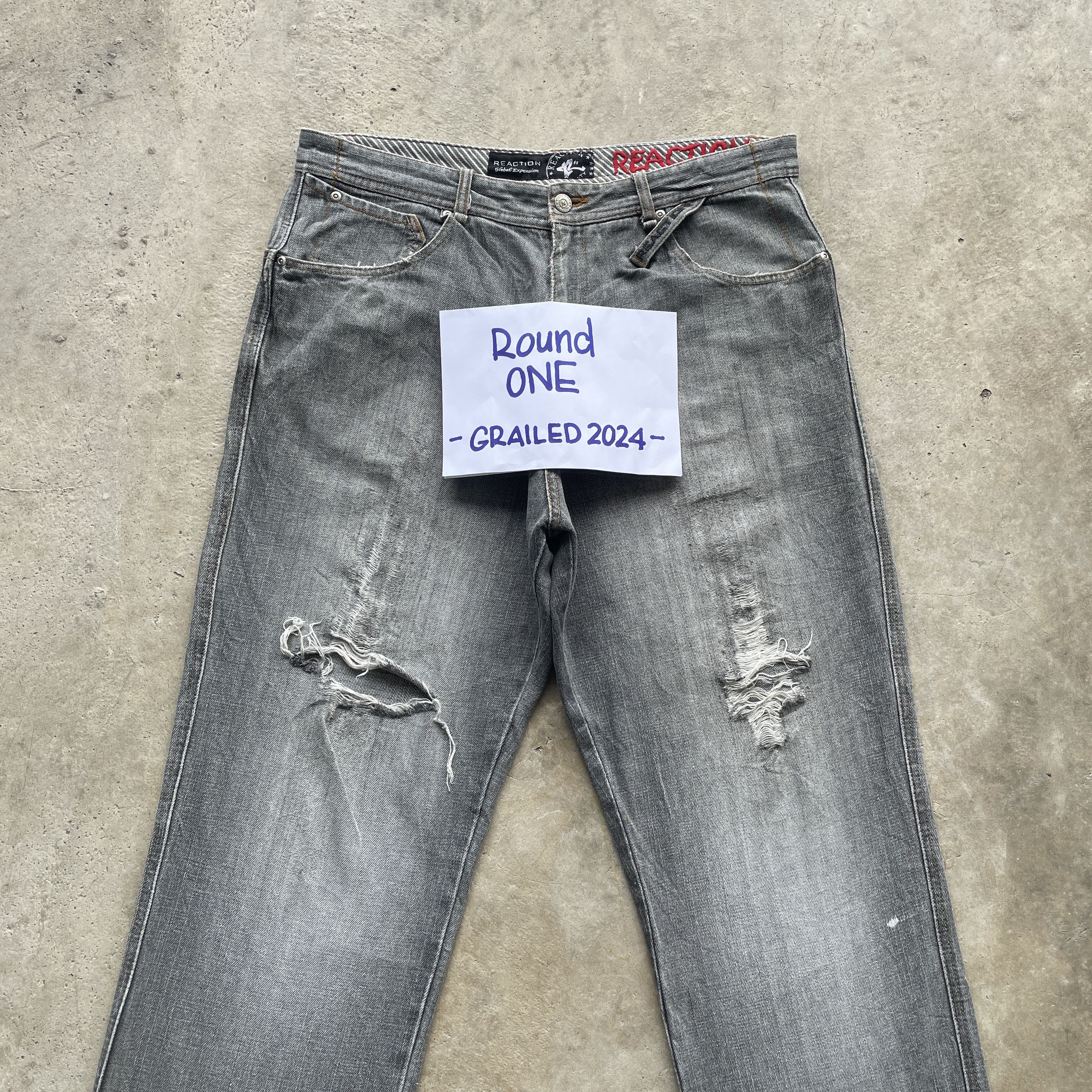 Japanese Brand W35 VINTAGE JAPAN REACTION FADED GREY BAGGY JEANS PANTS Size US 35 - 4 Thumbnail