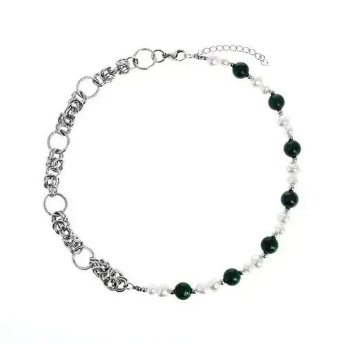 Other White and green bead stitching men's fashion necklace Size ONE SIZE - 4 Thumbnail