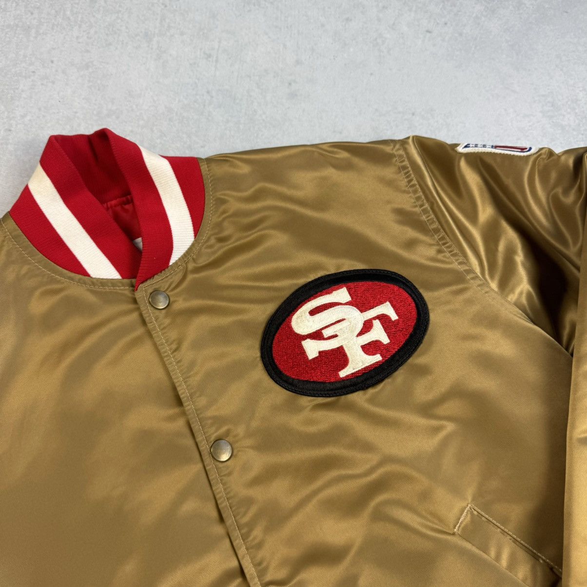 NFL × Starter × Vintage 80s STARTER SAN FRANCISCO 49ers NFL SATIN BOMBER JACKET Sz M Size US M / EU 48-50 / 2 - 3 Thumbnail