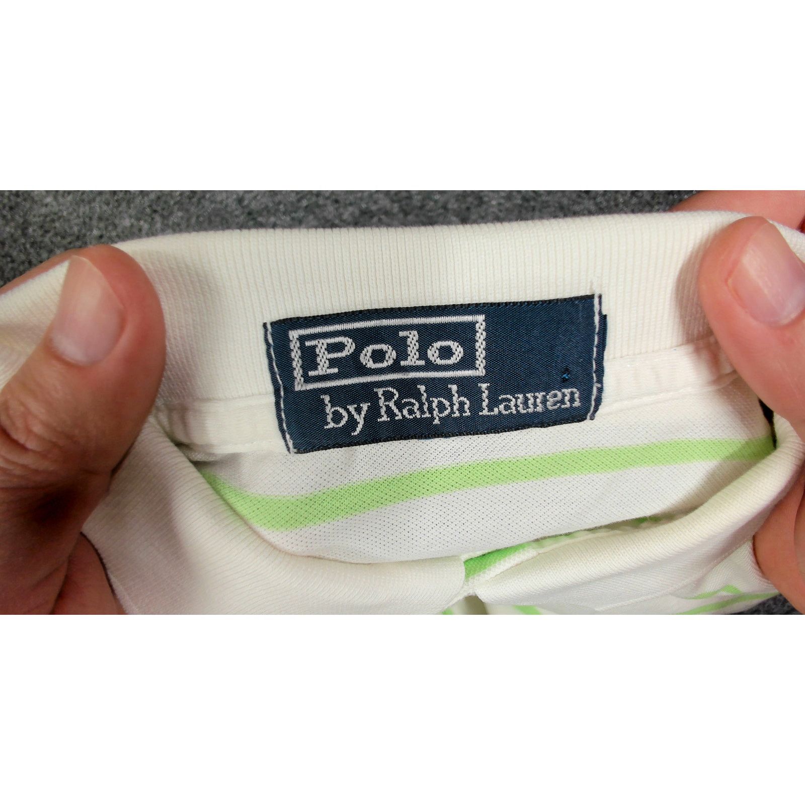 Polo Ralph Lauren Polo Ralph Lauren Vintage Y2K Lime Green Striped Baggy Polo Size US L / EU 52-54 / 3 - 5 Thumbnail