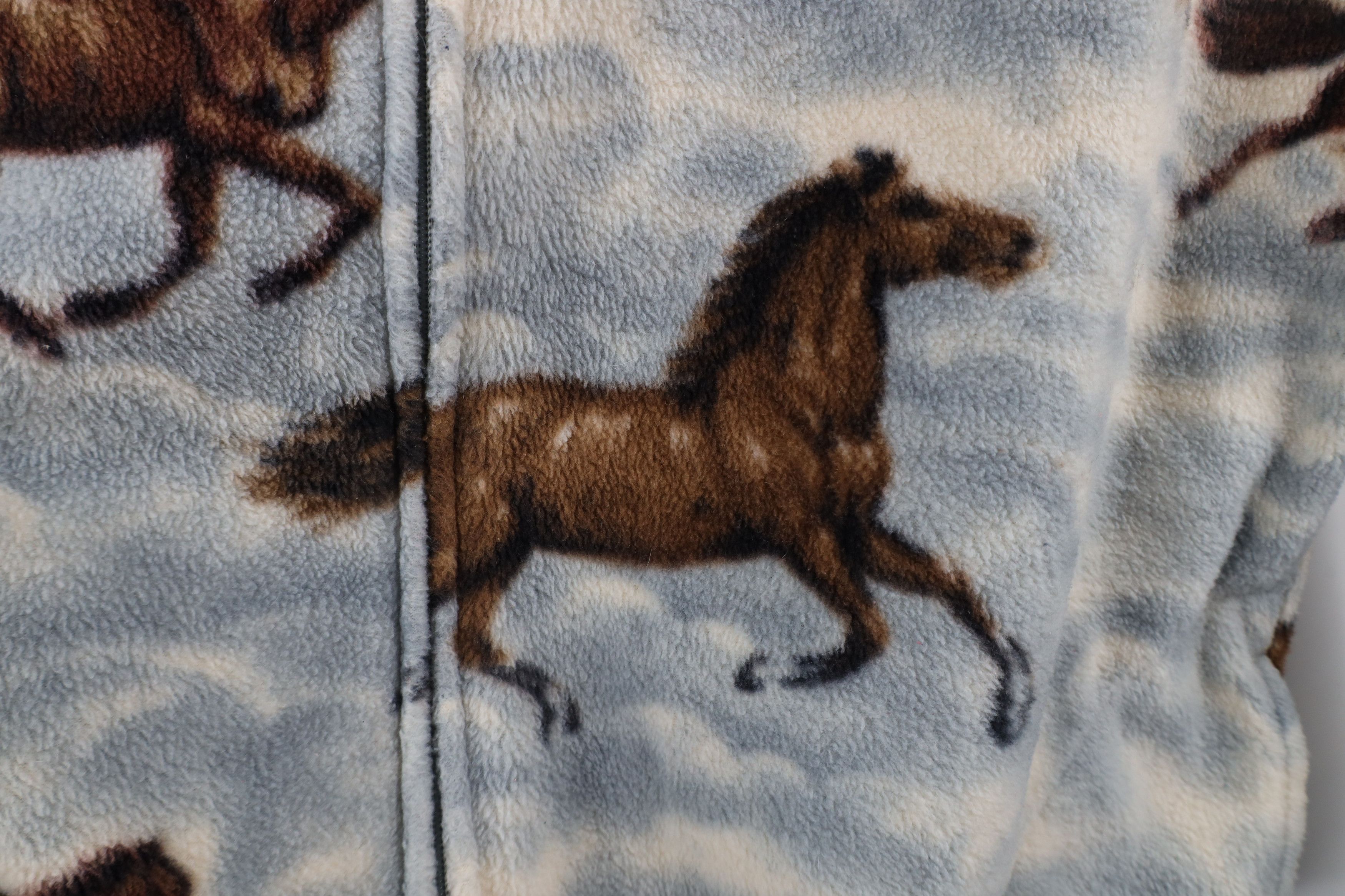 Vintage Vintage 90s Streetwear Equestrian Over Print Fleece Jacket Size XL / US 12-14 / IT 48-50 - 6 Thumbnail