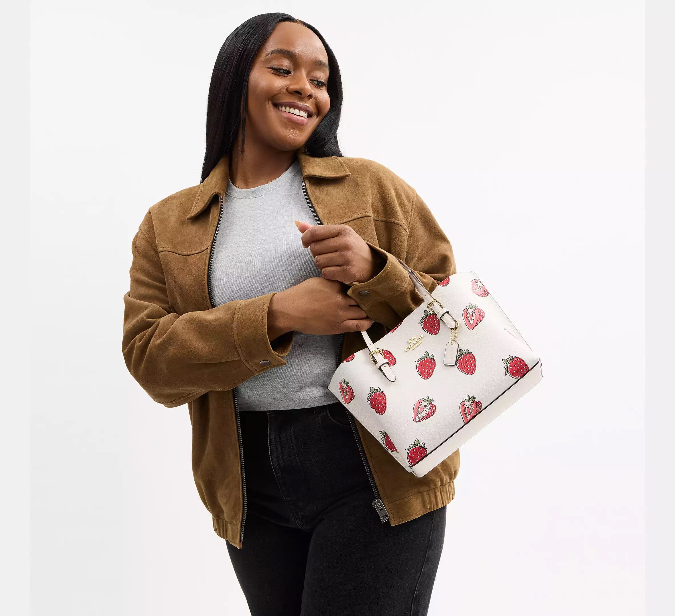 Coach Mollie Tote Bag 25 With Strawberry Print CAL66 Size ONE SIZE - 10 Thumbnail