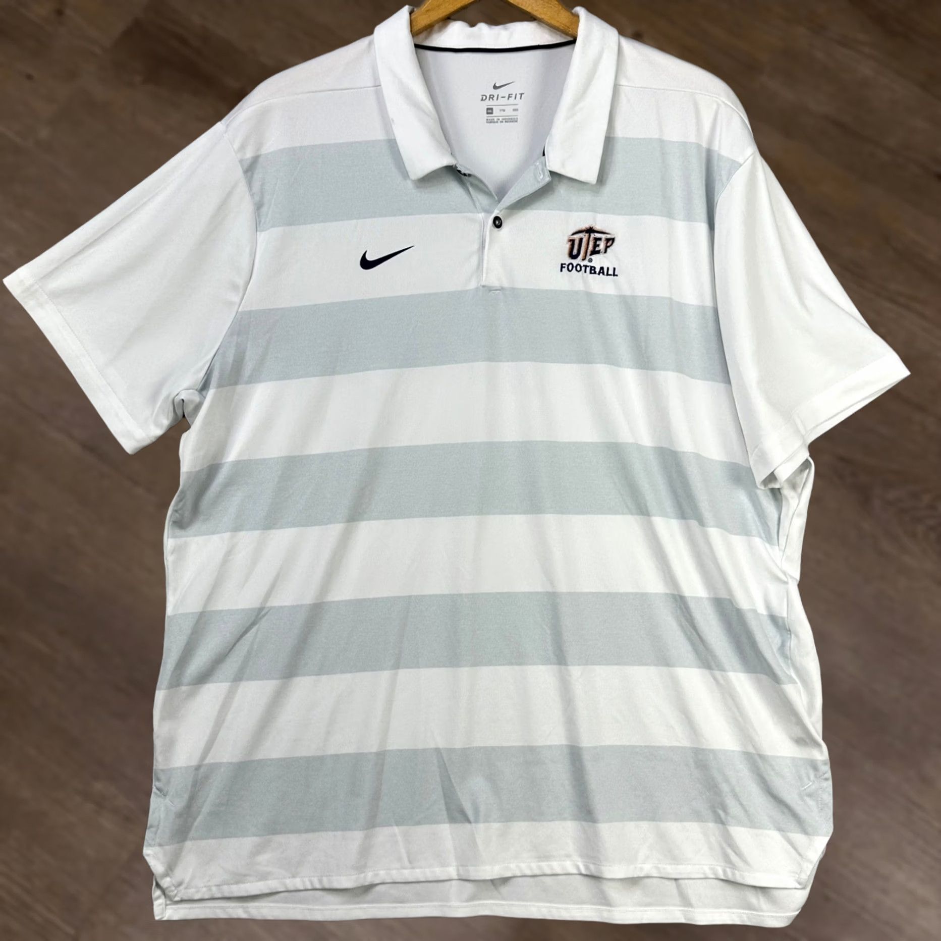 Nike Nike University Of Texas El Paso Mens Football Polo Shirt 2XL White Gray Rugby Size US XXL / EU 58 / 5 - 1 Thumbnail