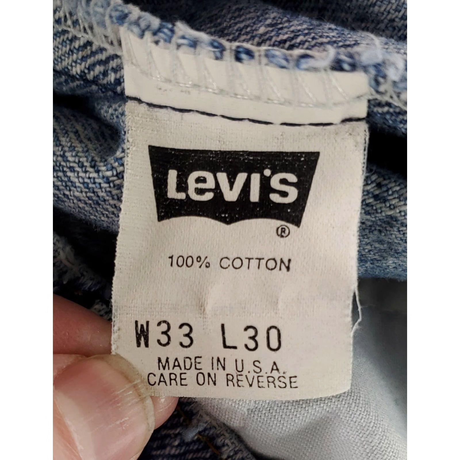 Levi's VINTAGE Levi's 550 Jeans Wide-Leg Denim Blue Whiskering Made USA Mens 32x30 Overall 33x30 Actual Size US 32 / EU 48 - 4 Thumbnail