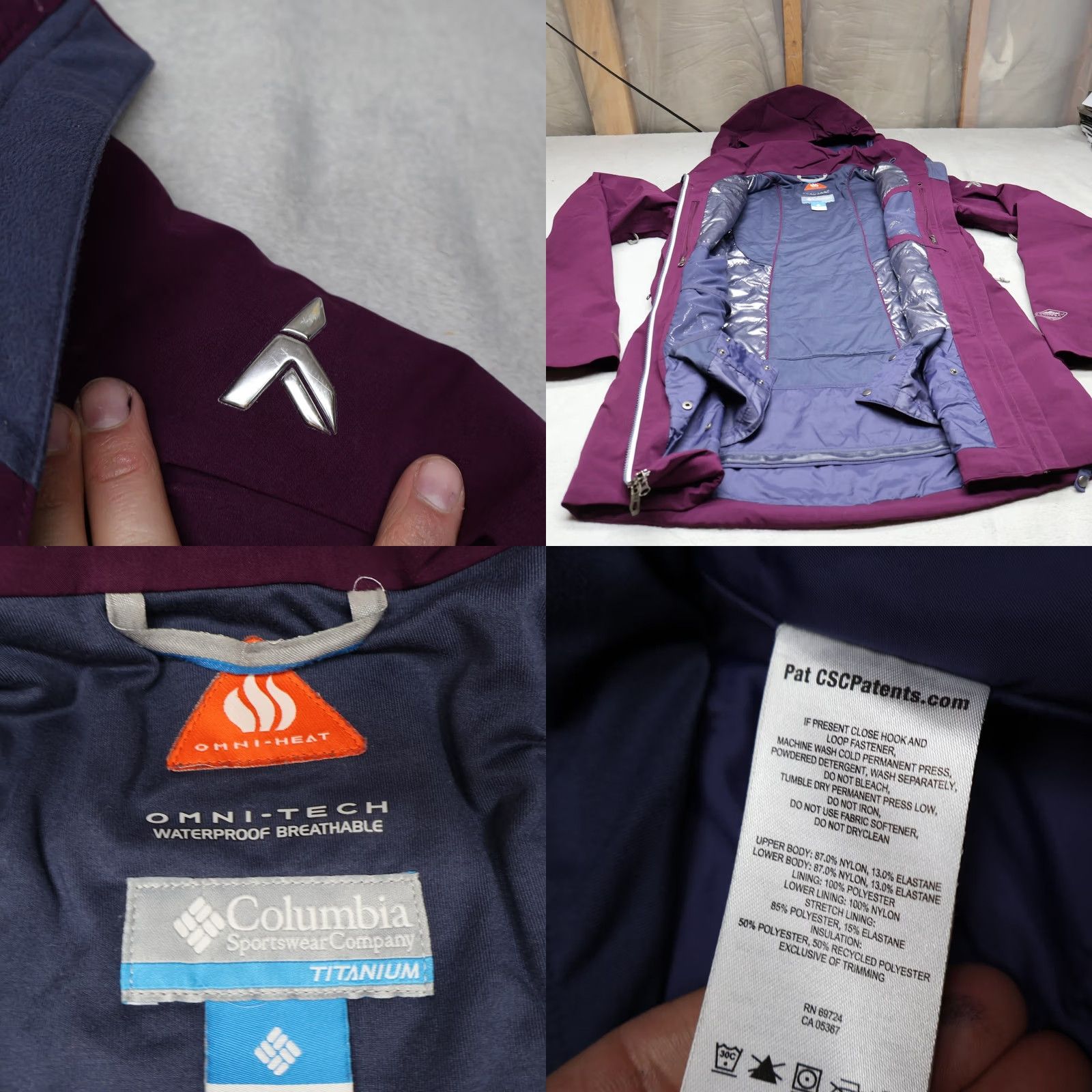 Vintage Columbia Titanium Jacket Womens Large Purple Omni-Heat WaterproofInsulated Ski Jacket Size L / US 10 / IT 46 - 8 Thumbnail