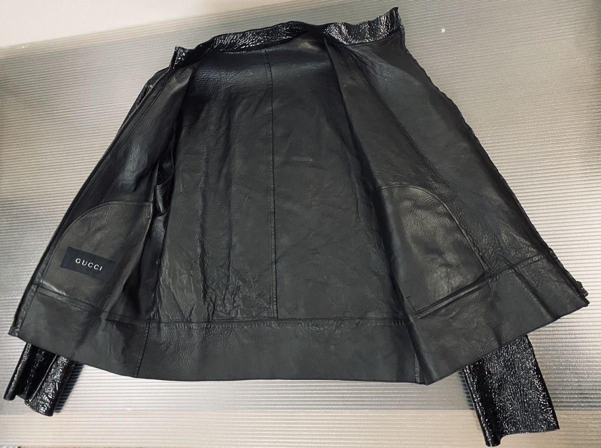 Gucci Gucci x Tom Ford 🇮🇹 black naplack leather asymm jacket 50 Size US M / EU 48-50 / 2 - 6 Thumbnail