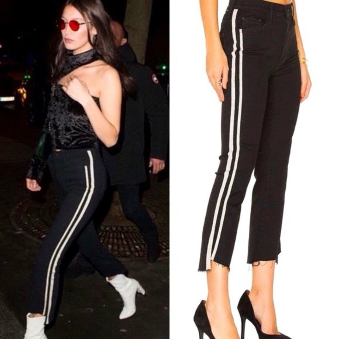 MOTHER Mother Insider Crop Step Fray jeans in Guilty Racer black Size 25" / US 0 / IT 36 - 1 Thumbnail