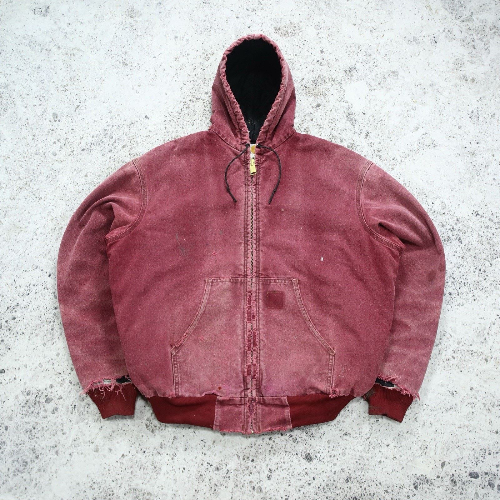 THRASHED Vintage Carhartt J68 CRI Crimson Faded Red Jacket
