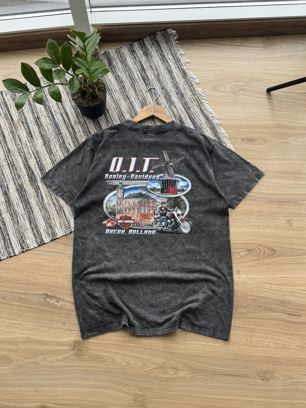 Harley Davidson Vintage Harley Davidson Breda Holland Oversized Gray T-Shirt Size US M / EU 48-50 / 2 - 2 Thumbnail