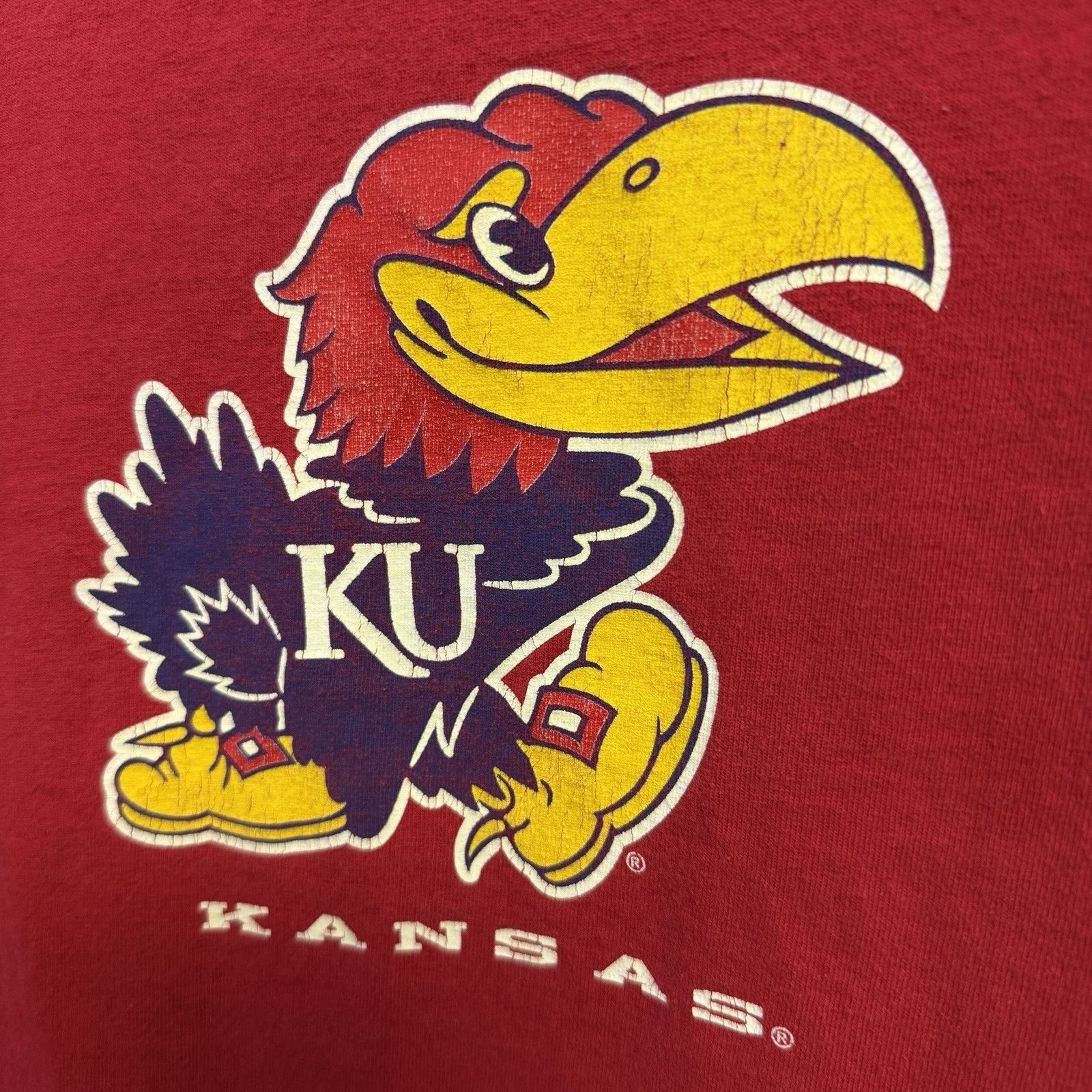 Vintage Vintage University of Kansas Jayhawks T Shirt Mens L 20.5x29 Size US L / EU 52-54 / 3 - 4 Thumbnail