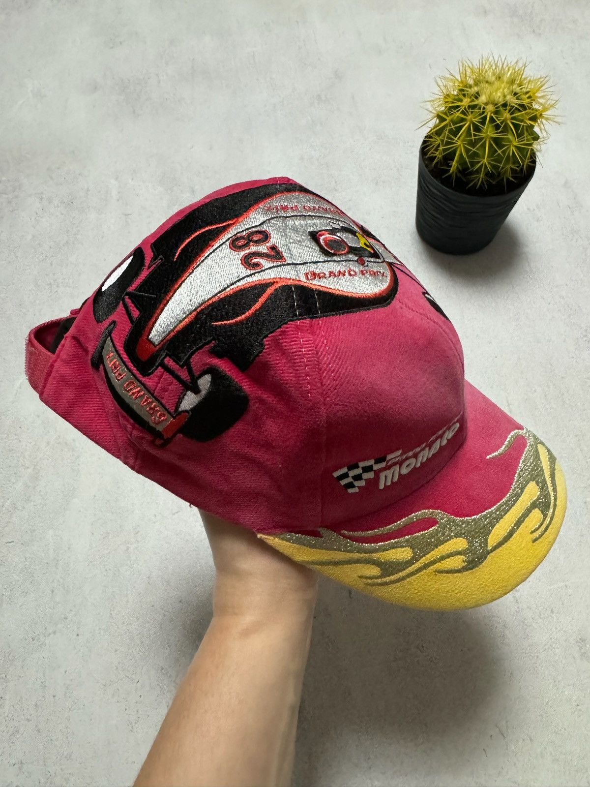 Formula 1 × Vintage Vintage Monaco Grand Prix Racing Cap Hat Fire Y2K 90s Size 30 - 3 Thumbnail