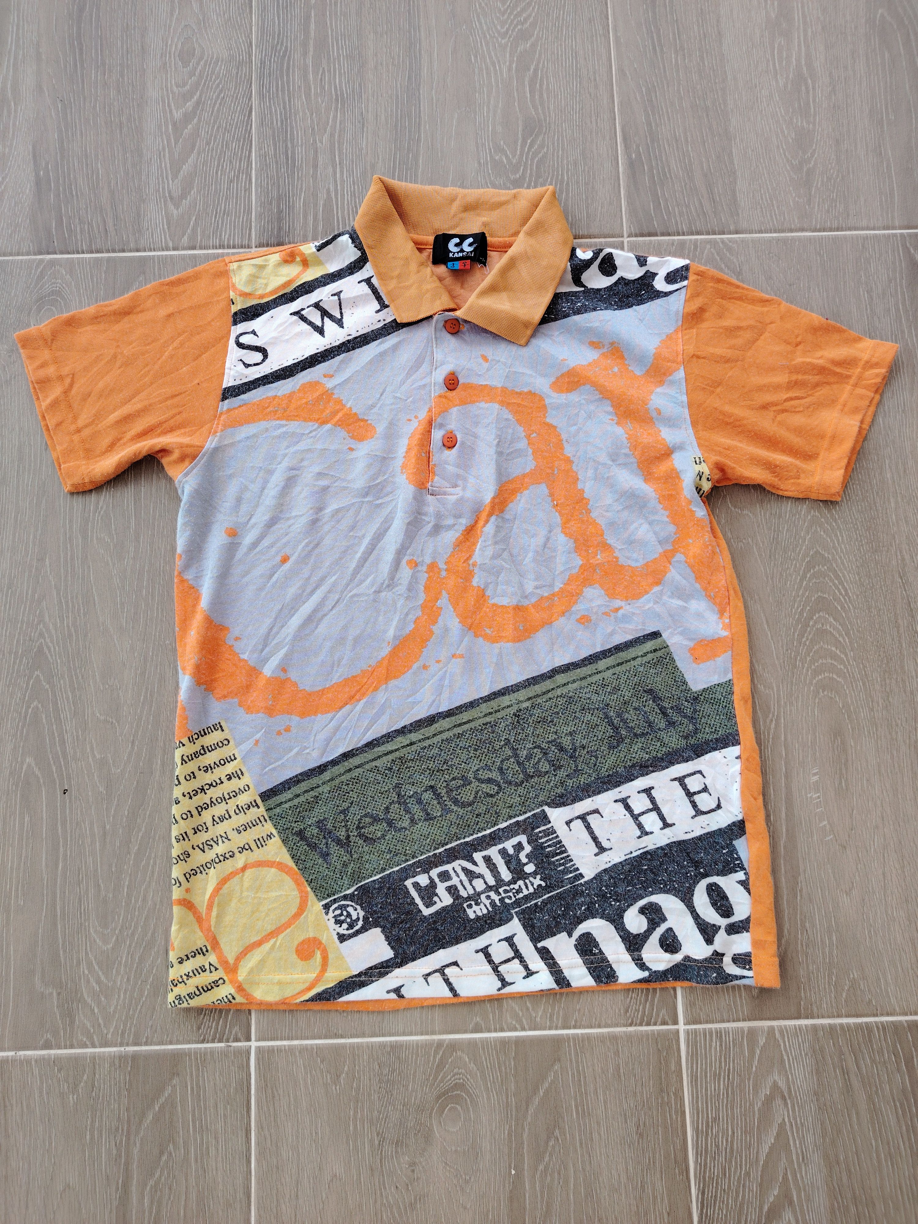 Kansai Yamamoto Vintage CC Kansai Yamamoto Overprint Polo T Shirt Japan Size US S / EU 44-46 / 1 - 1 Thumbnail