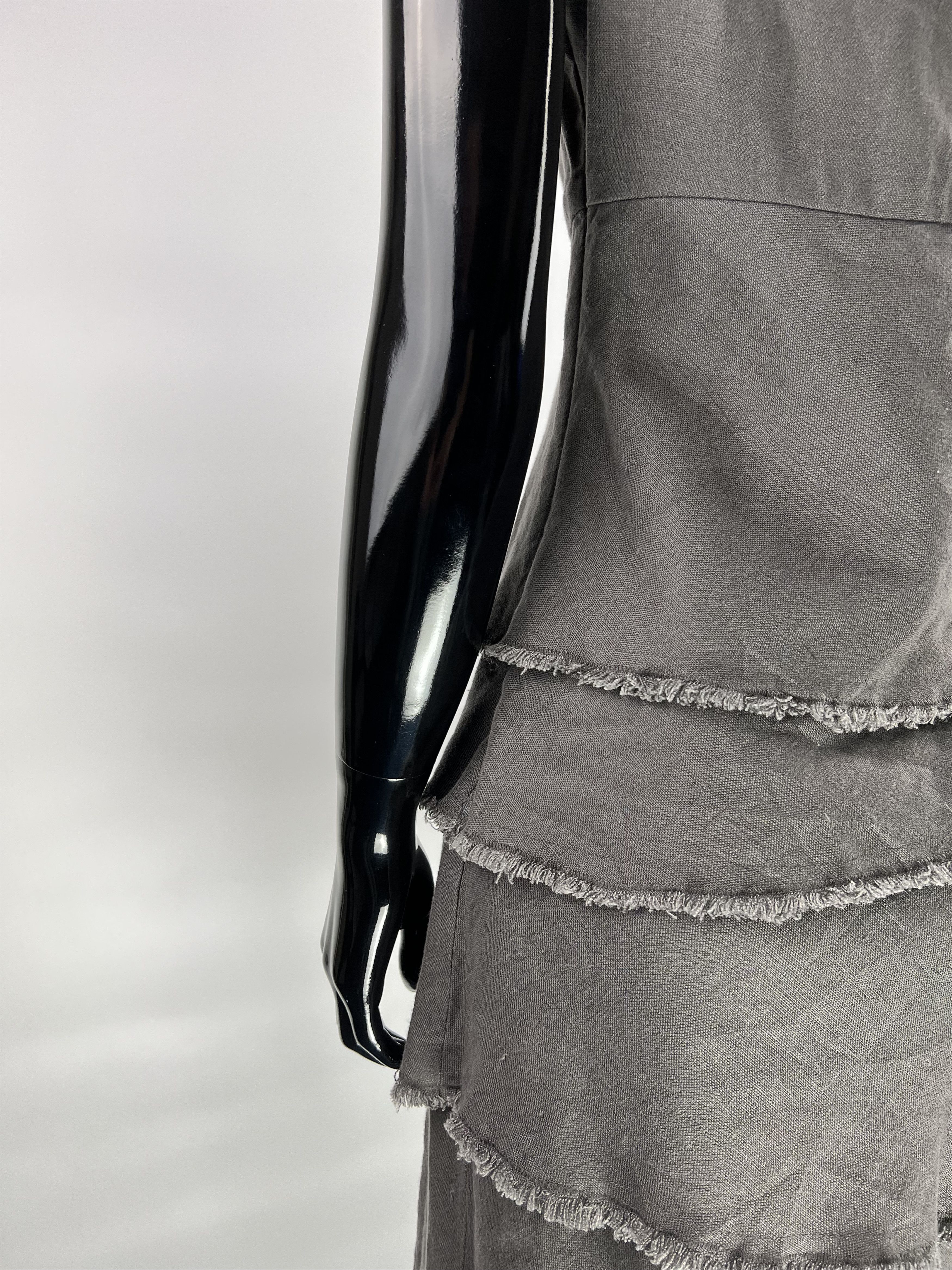 Adolfo Dominguez Adolfo Dominguez Gray Linen Sleeveless Midi Dress Size 36 Size S / US 4 / IT 40 - 4 Thumbnail
