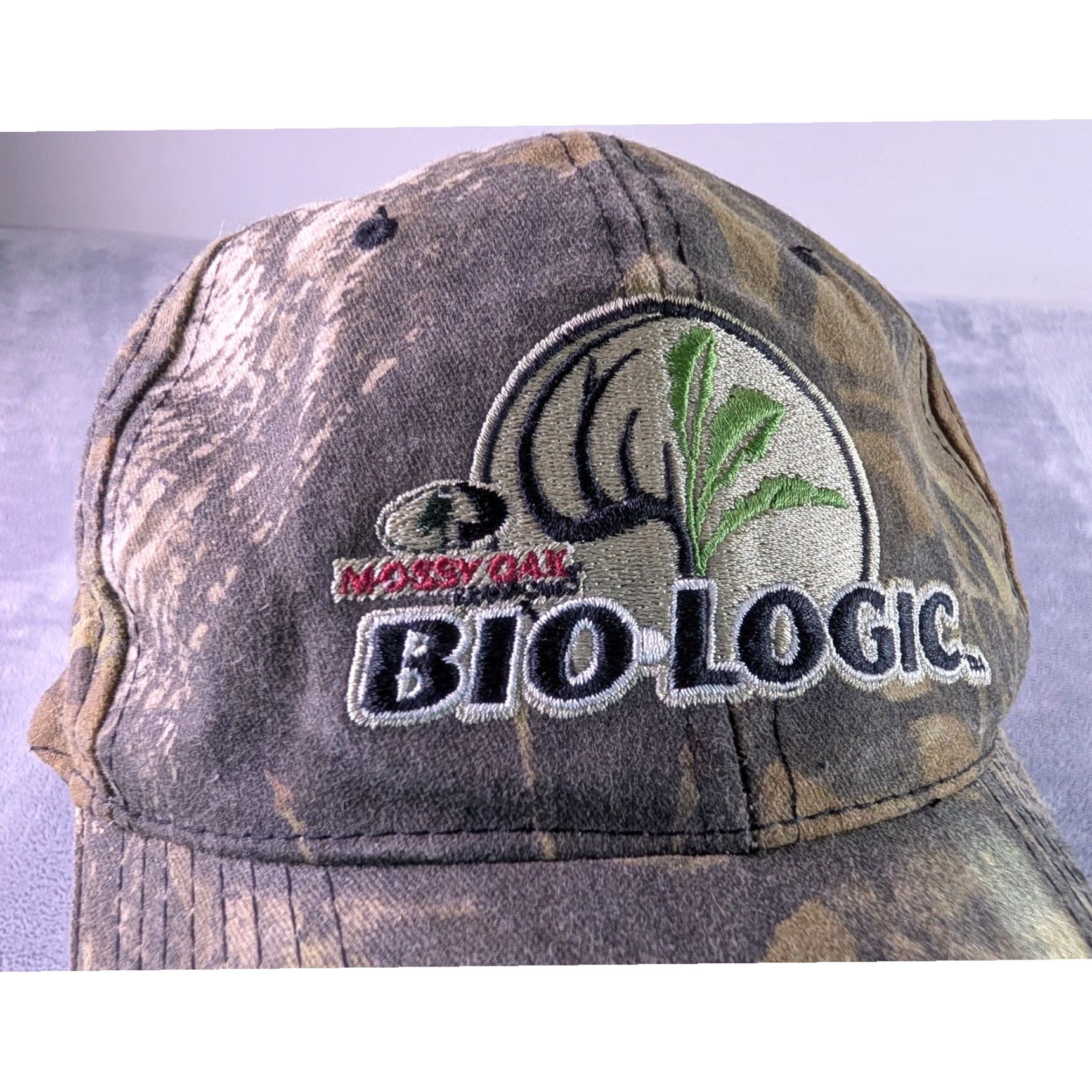 Vintage Mossy Oak Bio Logic Camouflage Hat Mens Adjustable Strapback Baseball Cap Fashion Outdoor Nature Camouflage Size ONE SIZE - 2 Thumbnail