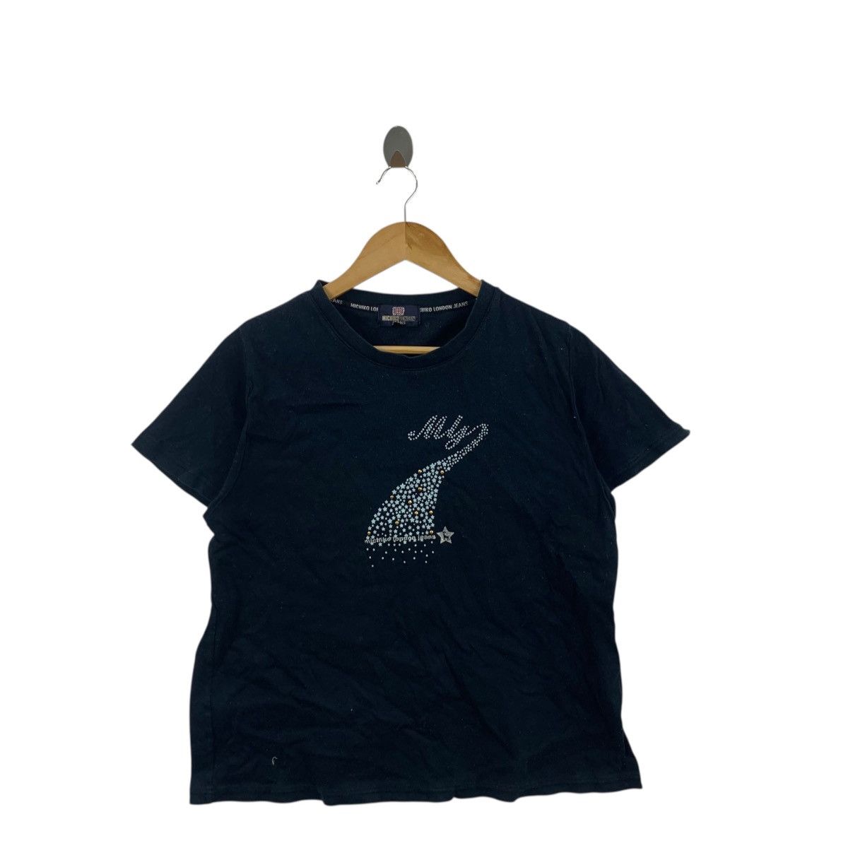 Michiko Koshino London Vintage MICHIKO LONDON JEANS Bling Rhinestone Tee Shirt Top Size L / US 10 / IT 46 - 3 Thumbnail