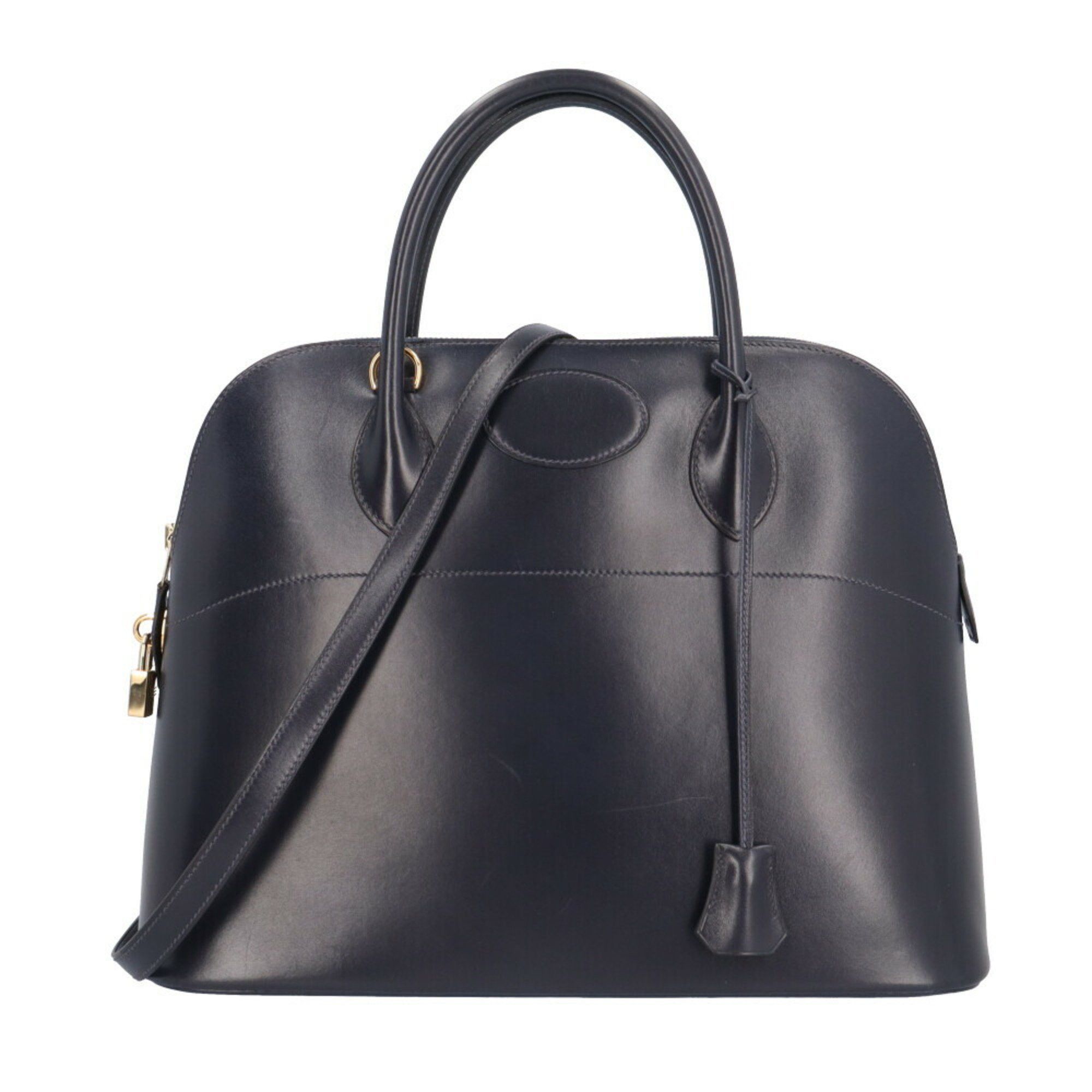 Hermes Bolide 35 Shoulder Bag Box Calf Navy Women's Hermes 2Way in Blue