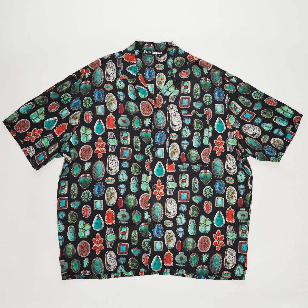 Palm Angels PALM ANGELS BLACK SHORT SLEEVE JEWEL BOWLING SHIRT Size US M / EU 48-50 / 2 - 1 Thumbnail