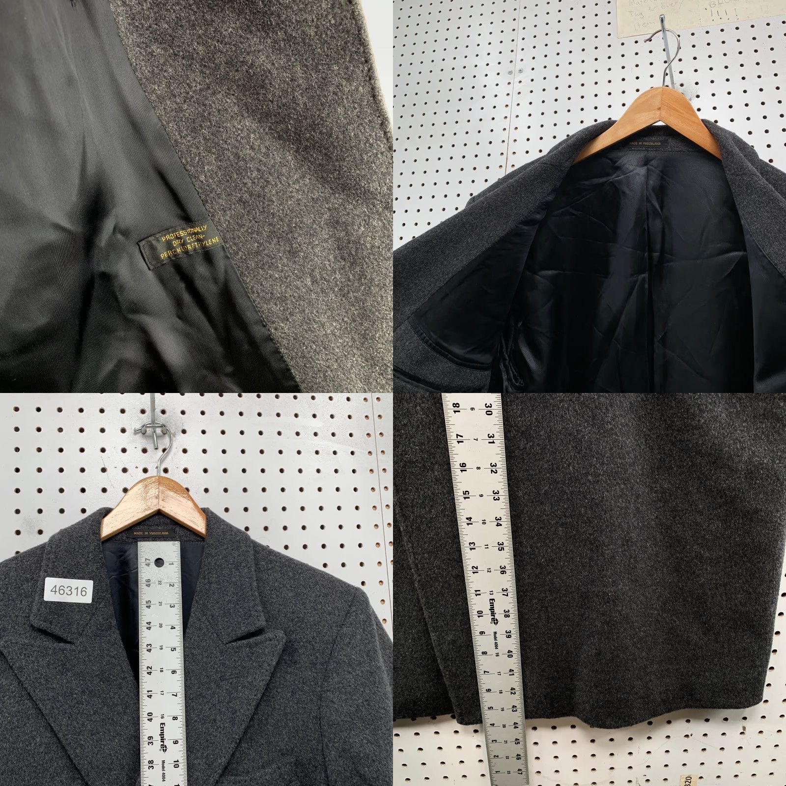 Doublet VINTAGE Adams Row Overcoat Mens 42S Gray 100% Virgin Wool Double Breasted Coat, Wool, Regular, 42, Gray, Vintage, Men Size US XS / EU 42 / 0 - 8 Thumbnail