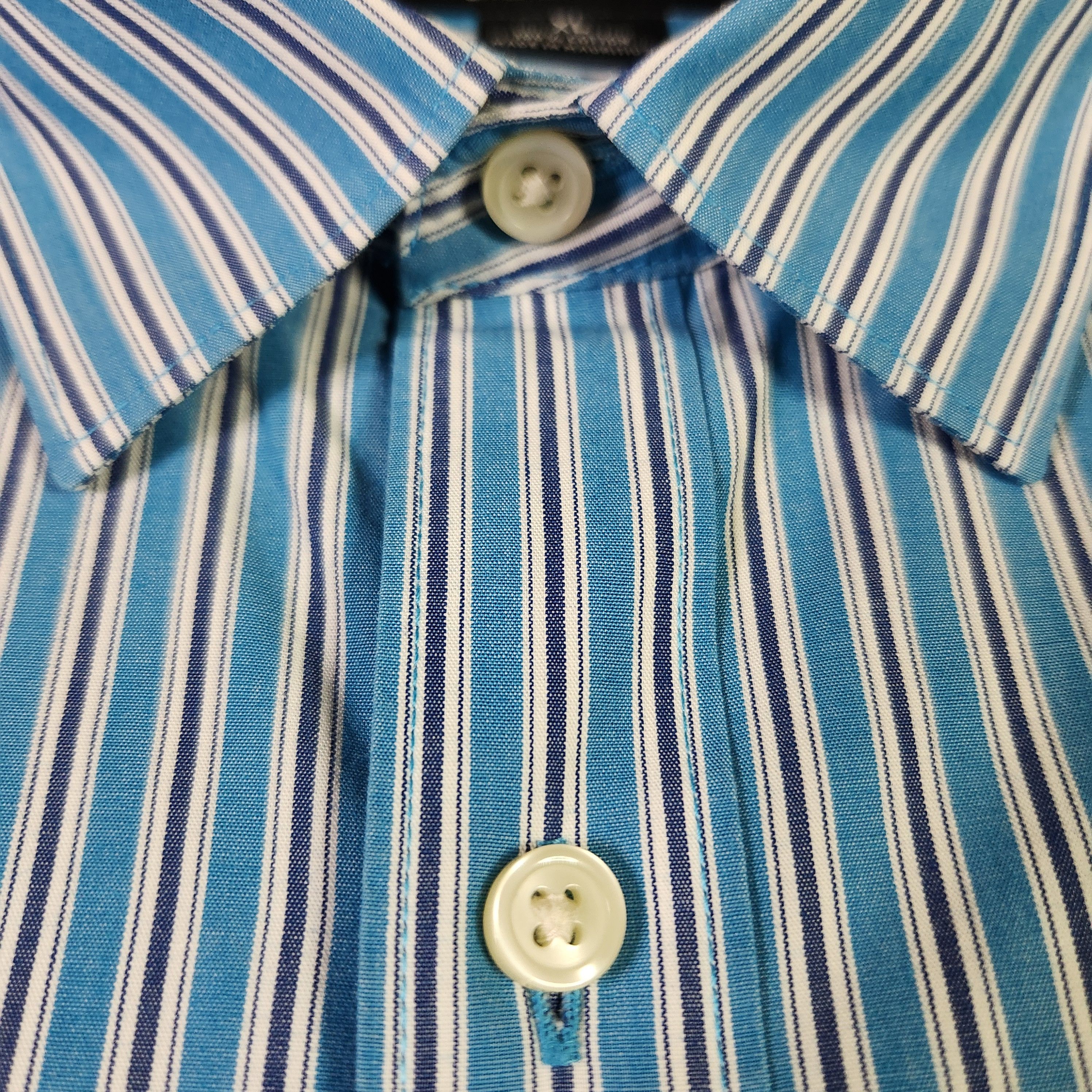 Liz Claiborne Claiborne VINTAGE Striped Shirt XL Blue Short Sleeve Button Size US XL / EU 56 / 4 - 4 Thumbnail