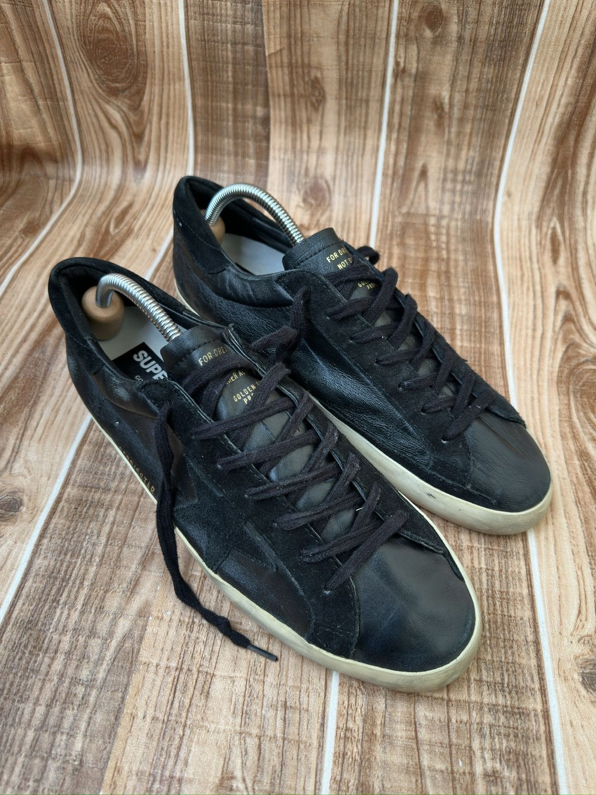 Golden Goose Golden Goose Superstar GGDB Black Leather Low Top Sneaks Size US 11 / EU 44 - 3 Thumbnail