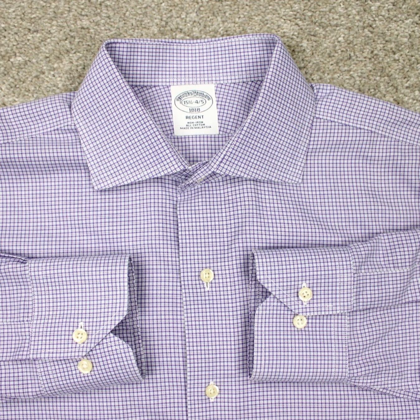 Brooks Brothers Brooks Brothers Regent Dress Shirt Mens 15 1/2 Purple Non-Iron Cotton L/S Button-Down Collared Size 42R - 2 Thumbnail