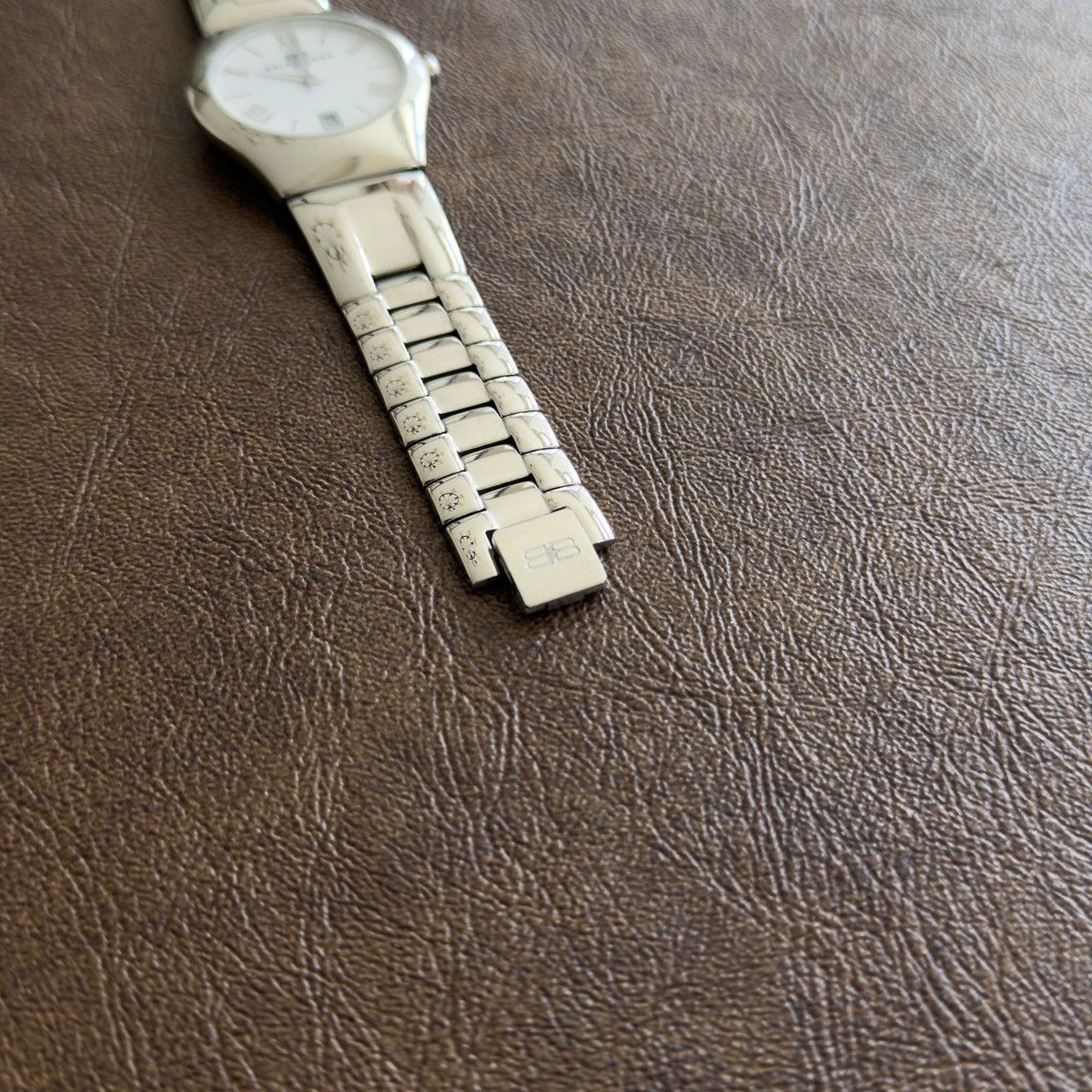 Balenciaga Vintage Roman White Circle Dial Stainless Steel Quartz Watch Size ONE SIZE - 7 Thumbnail