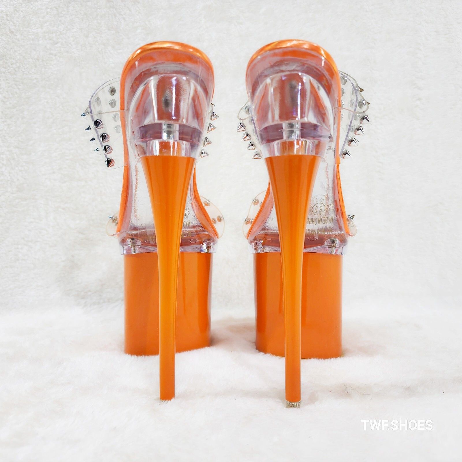 Other Bulls Sleek Slim 8" Towering Platform Heels Orange Double Cl Size US 8 / IT 38 - 4 Thumbnail