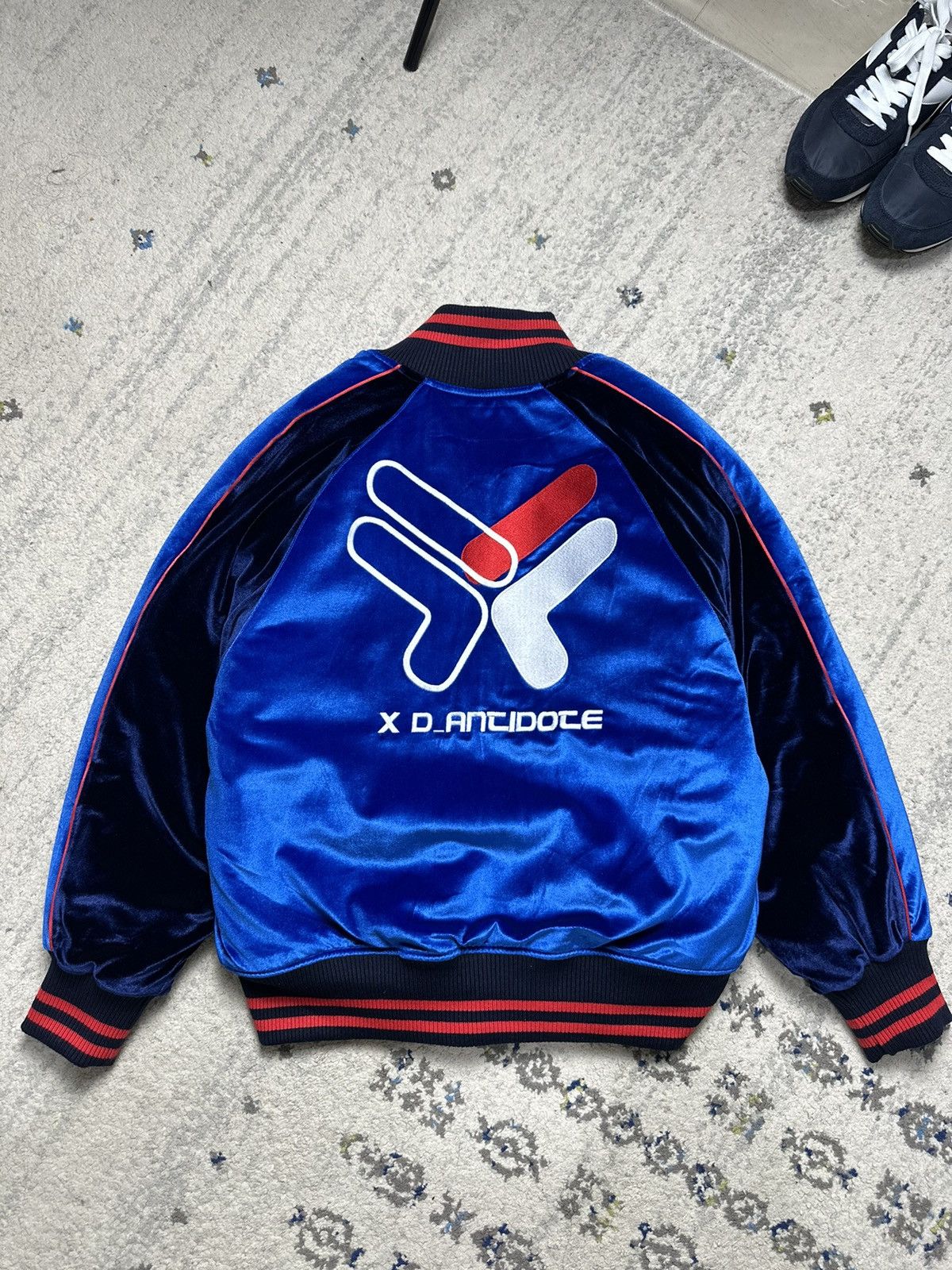 Fila × Japanese Brand D-Antidote x Fila Logo Velvet Stadium Jacket Blue/Navy Size US M / EU 48-50 / 2 - 1 Thumbnail