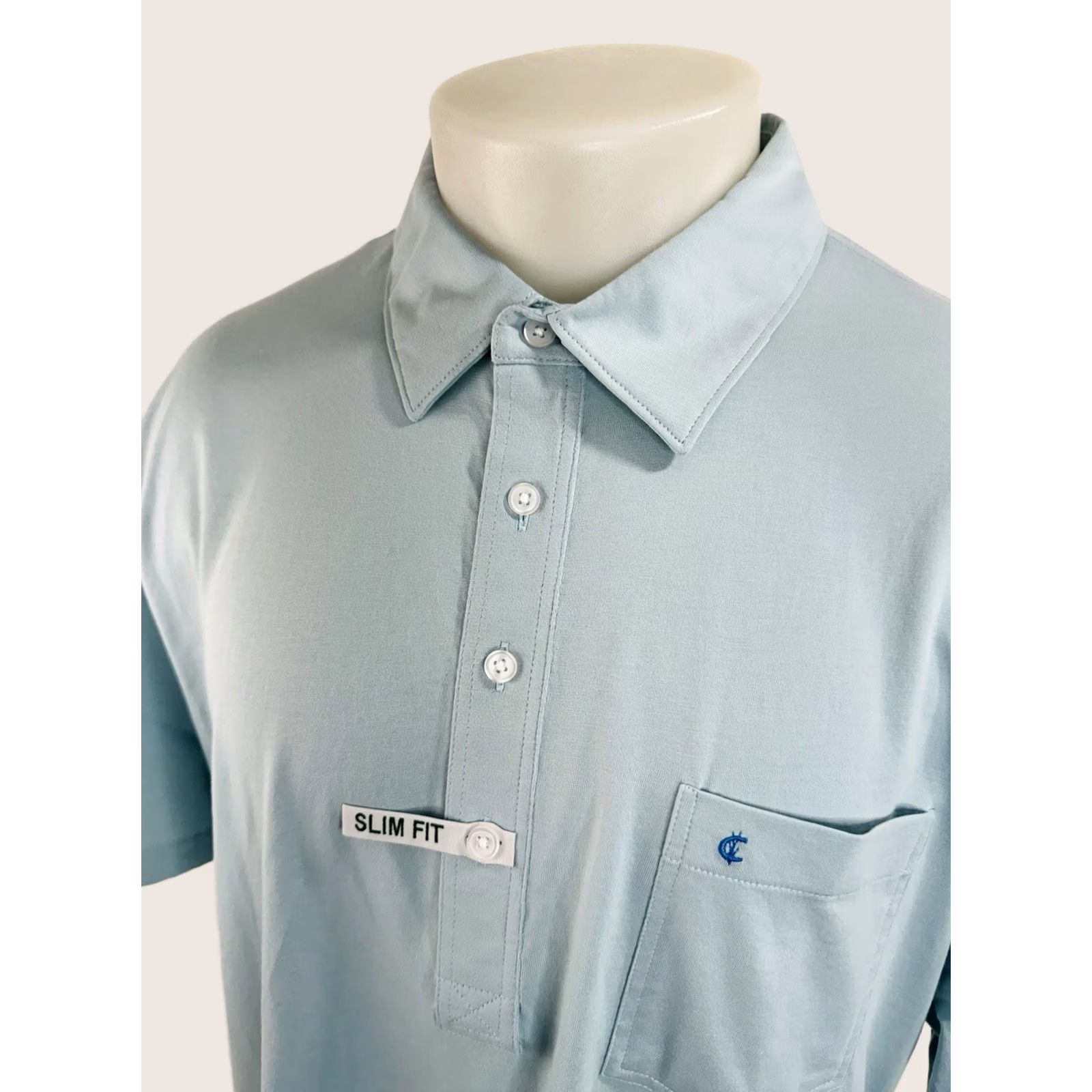 Vintage CRIQUET Polo Shirt - Slim Fit - Embroidered Logo - Golf - 2XL - Pale Greenish Blue - Mens Size US XXL / EU 58 / 5 - 1 Thumbnail