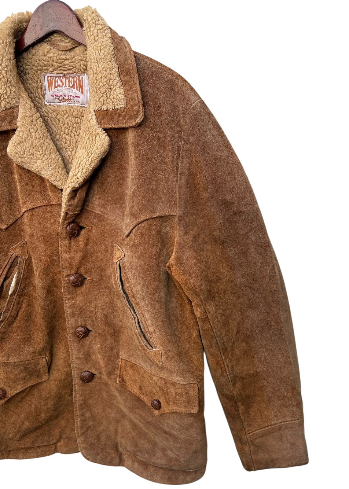 Schott Vintage Schott Western Suede Shearling Sherpa Lining Coat 38 Size US M / EU 48-50 / 2 - 8 Thumbnail