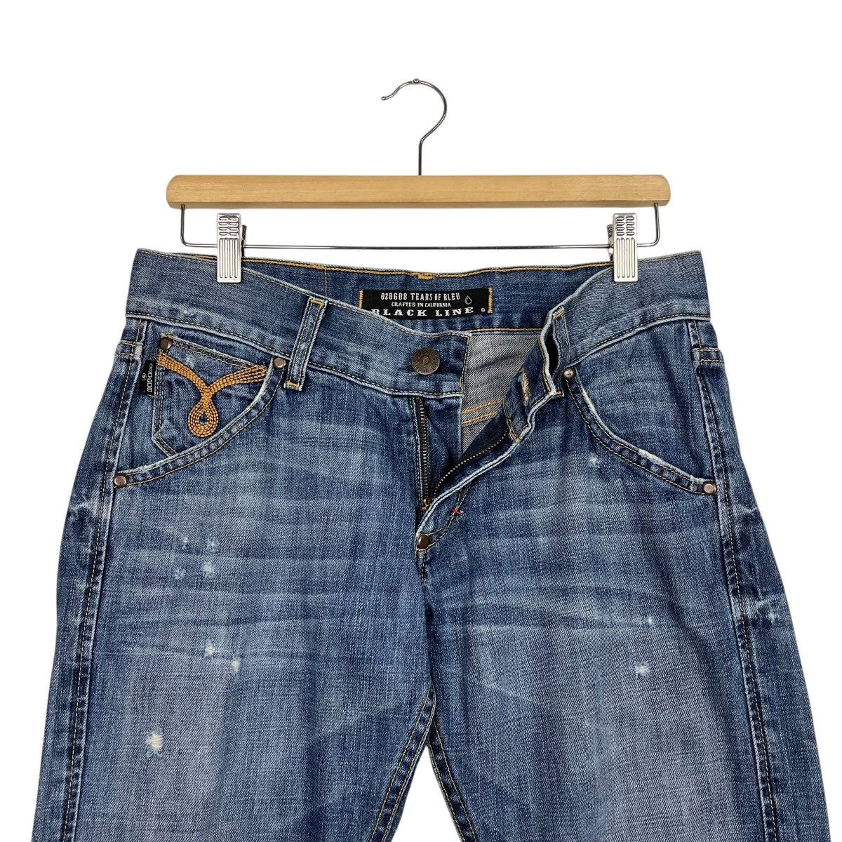Japanese Brand Vintage 90s 020608 Tears Of Bleu Black Line Denim Size 32" / US 10 / IT 46 - 18 Thumbnail