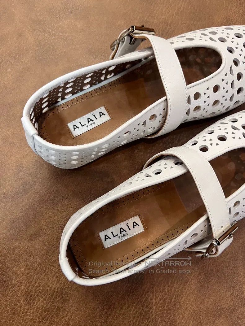 Alaia Alaia White Cutout Ballet Flats Size US 6.5 / IT 36.5 - 3 Thumbnail
