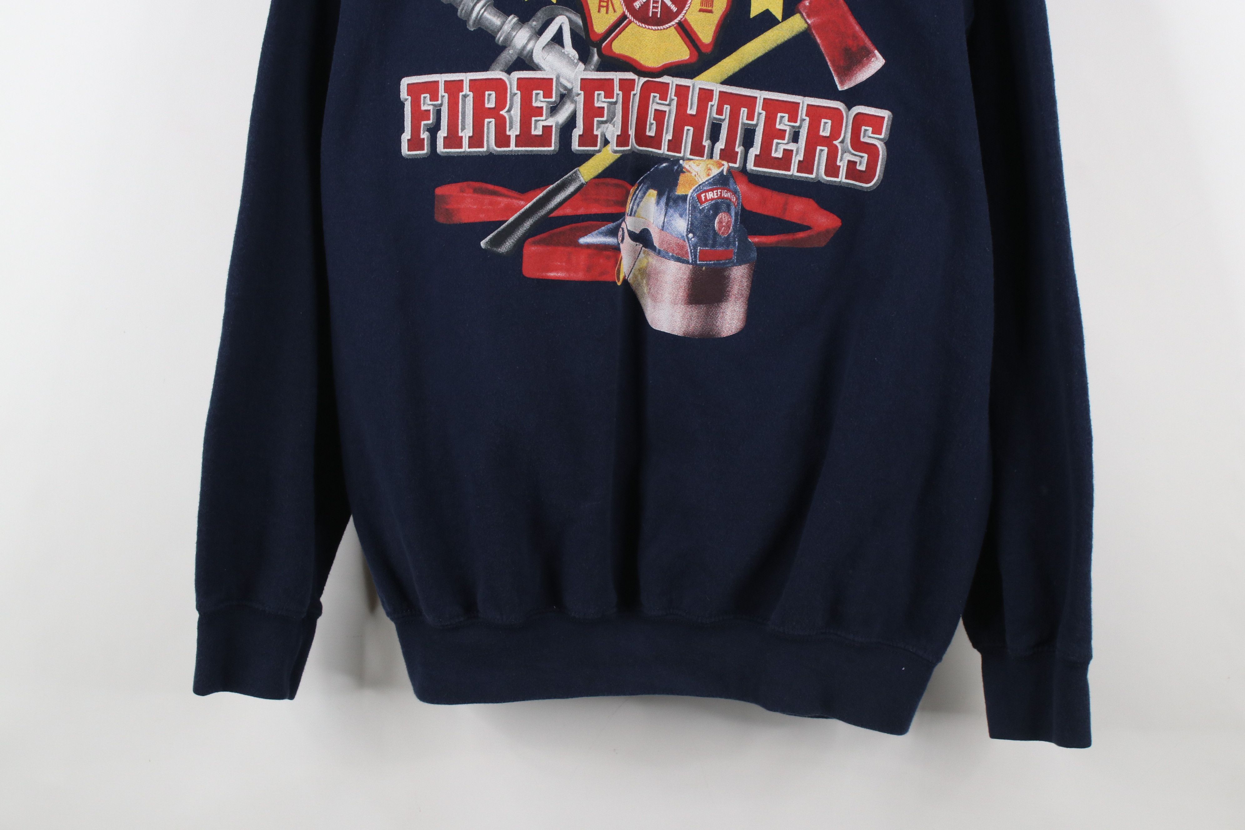 Vintage Vintage 90s Spell Out Fire Fighters Crewneck Sweatshirt Blue Size US L / EU 52-54 / 3 - 3 Thumbnail