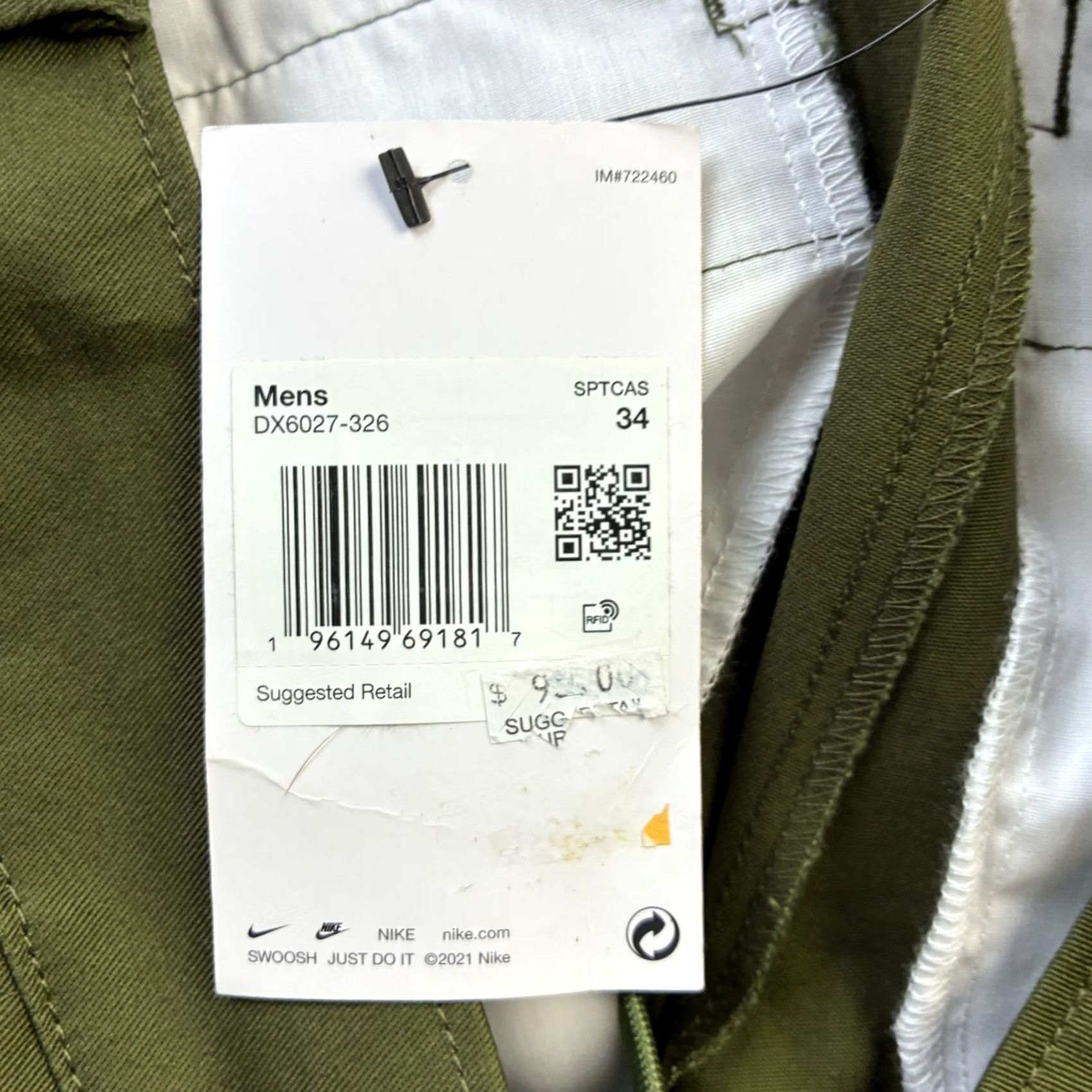 Nike Nike Pants Mens 34x32 Olive Military Green Baggy Wide Leg Chino Relaxed Straight 90s Army Casual Reserved Mens Size US 34 / EU 50 - 7 Thumbnail