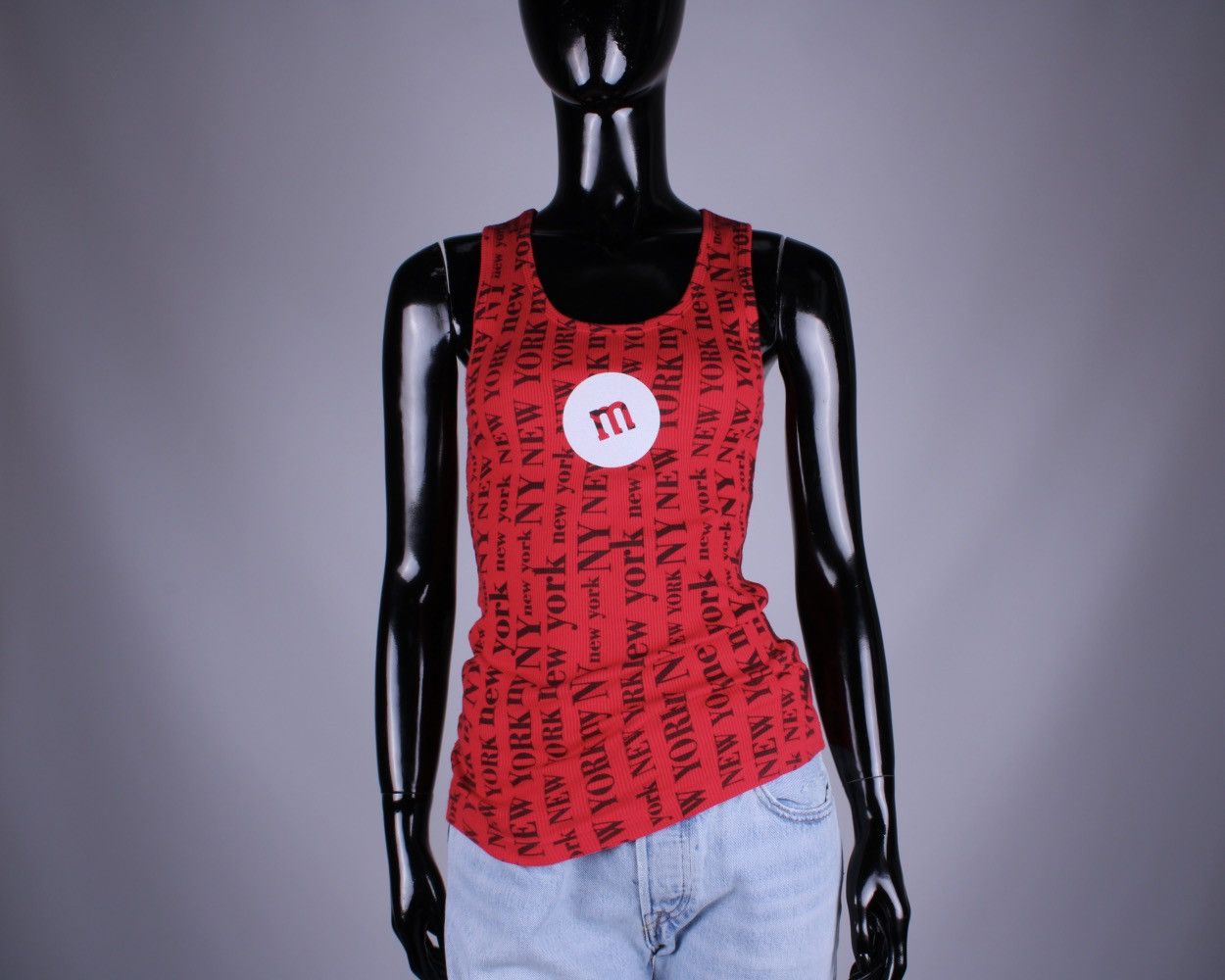 Vintage M&M's World Vintage New York Cotton Stretches Red Tank Top Size M / US 6-8 / IT 42-44 - 3 Thumbnail
