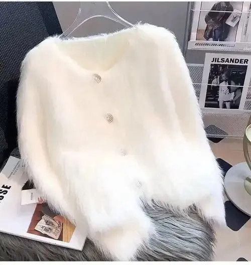 Japanese Brand Imitation mink cashmere knitted cardigan sweater Size ONE SIZE - 1 Thumbnail