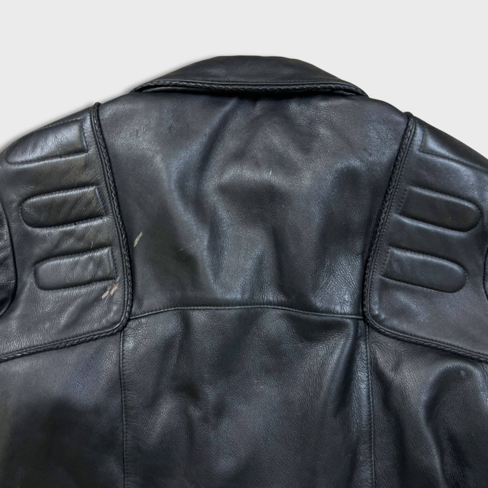Vintage Vintage 80s Leather Ranch Motorcycle Jacket Padded Biker Size US L / EU 52-54 / 3 - 8 Thumbnail