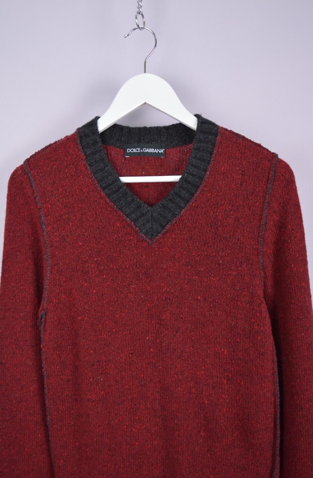 Dolce & Gabbana Dolce & Gabbana Mens V Neck Knit Red Wool Sweater Size 46 S Size US S / EU 44-46 / 1 - 2 Thumbnail