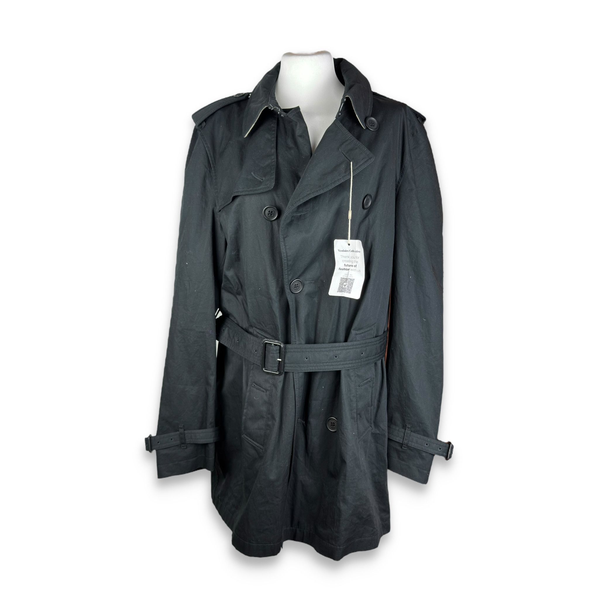 Burberry Burberry Brit Black Cotton Label Trench Coat Large Size L / US 10 / IT 46 - 1 Thumbnail
