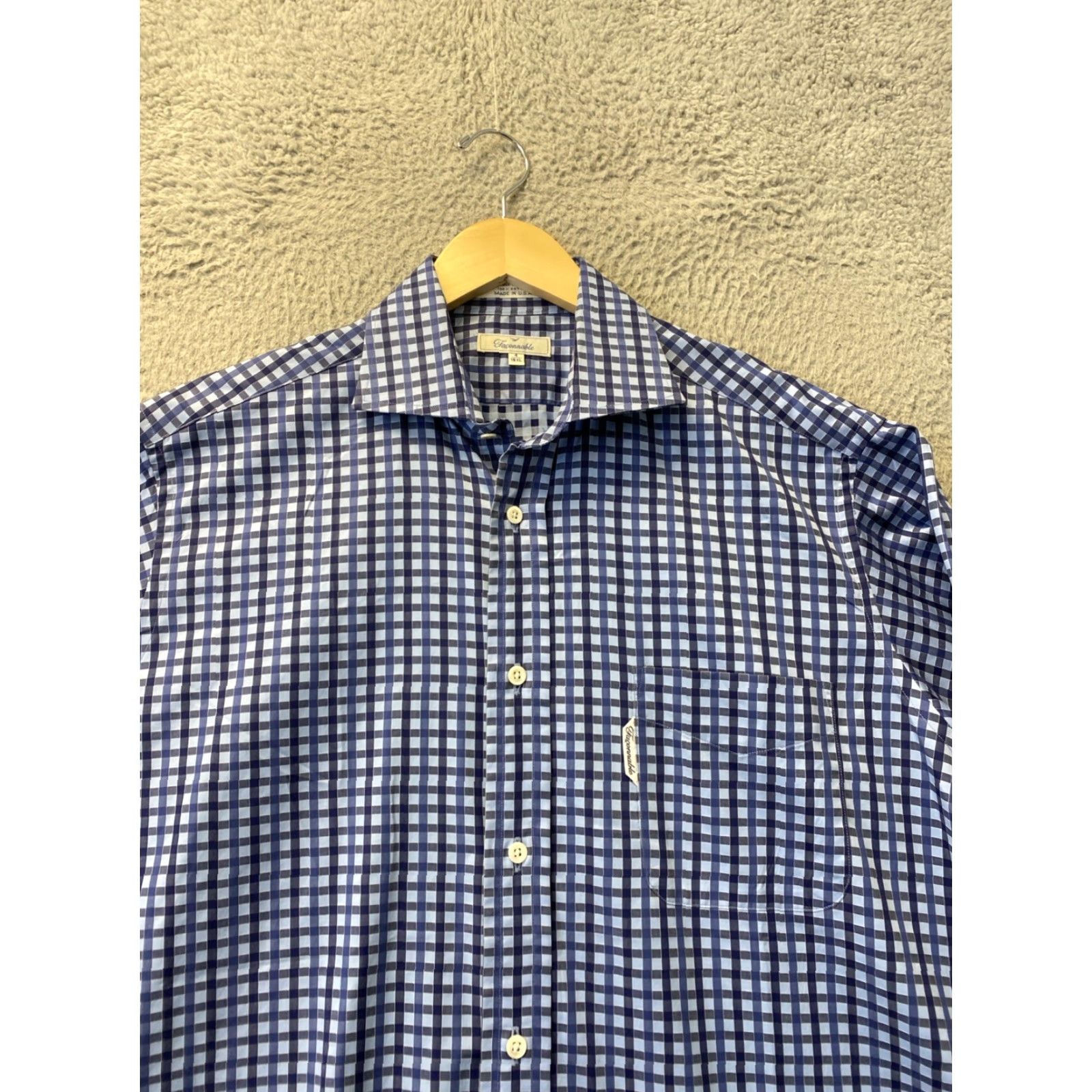 Faconnable VINTAGE Faconnable Men's Cotton Blue Check Long Sleeve Shirt XL Casual Party 90s Usa Size US XL / EU 56 / 4 - 3 Thumbnail