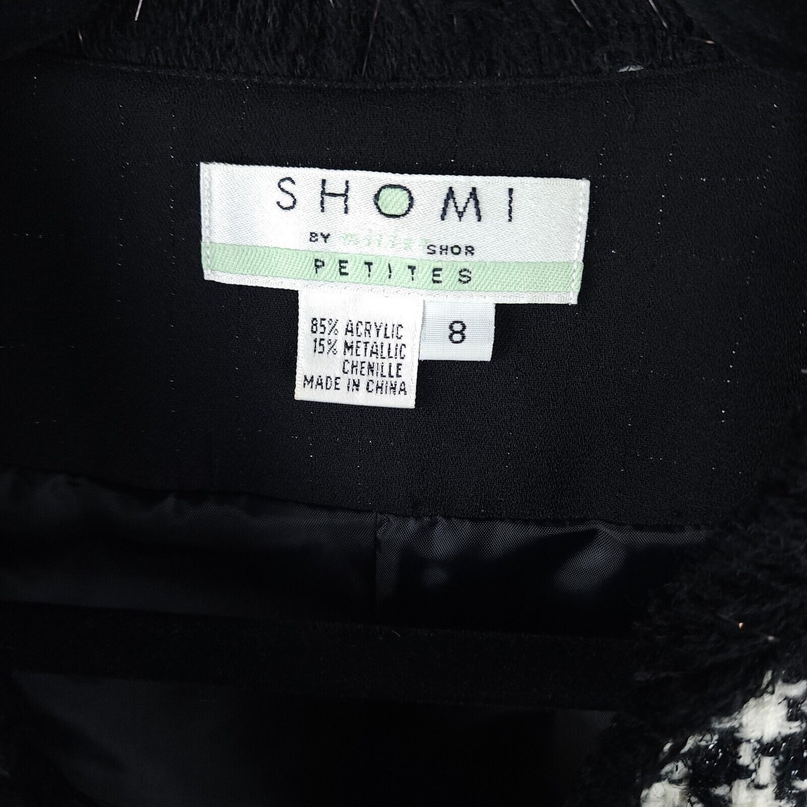 Vintage Shomi Petites Black & White Check Short Jacket- Size 8 Size M / US 6-8 / IT 42-44 - 9 Thumbnail