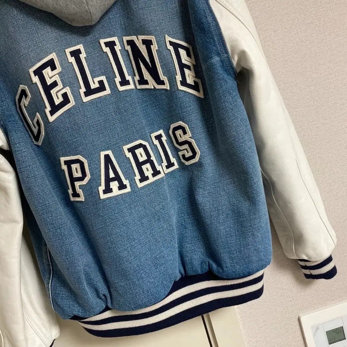 Celine Celine 24SS leather sleeve denim varsity jacket sz XS Size US XS / EU 42 / 0 - 5 Thumbnail