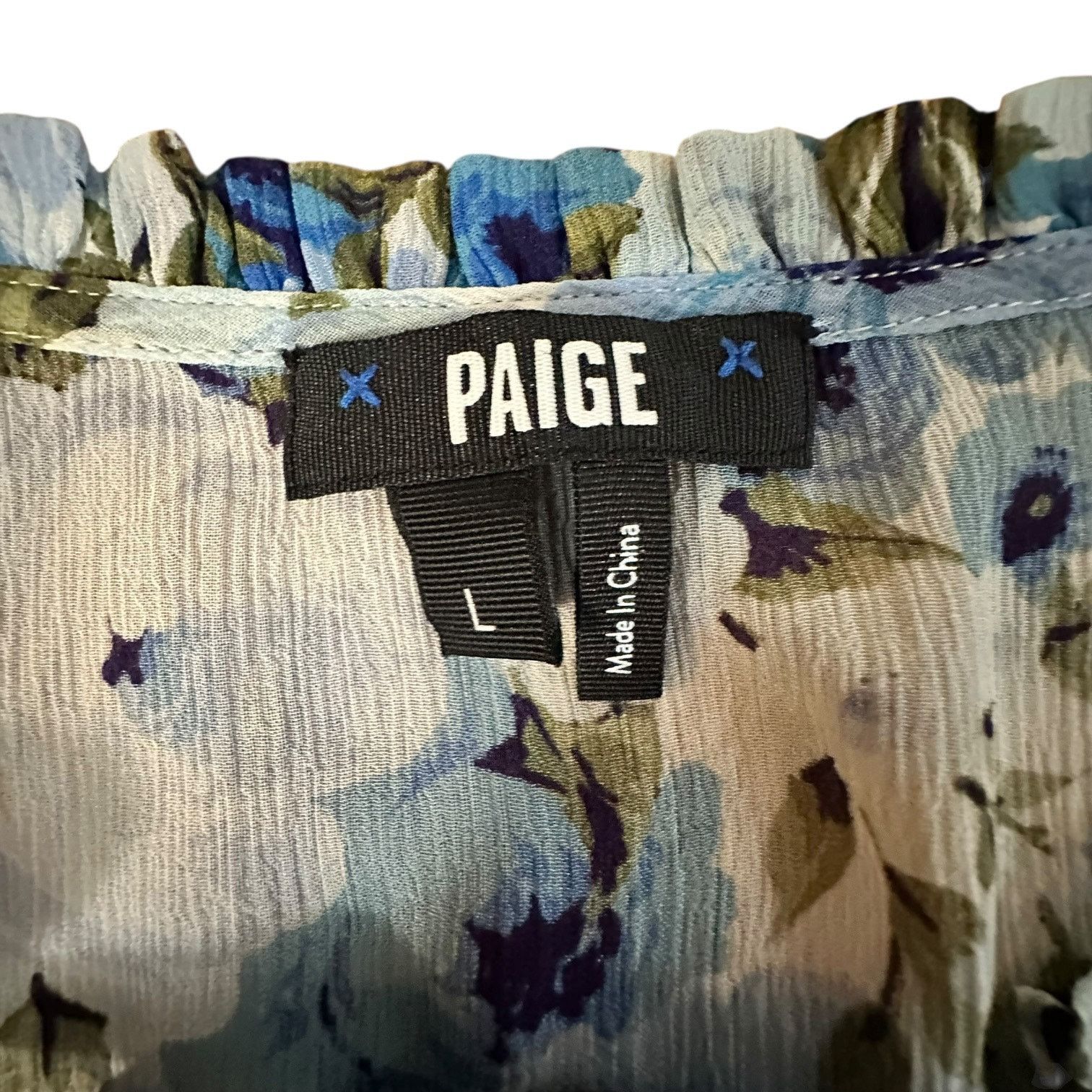 Paige PAIGE x Womens Blue Dandelion Silk Top Size L Size L / US 10 / IT 46 - 3 Thumbnail